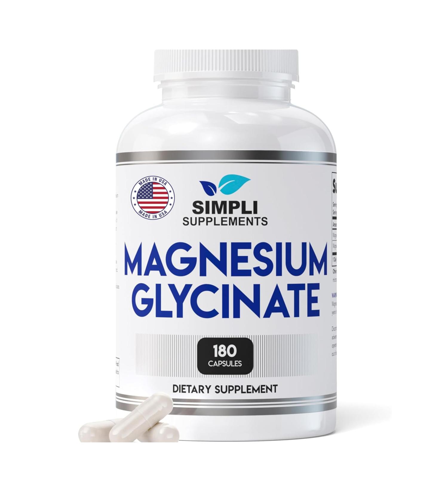 Magnesium Glycinate 400mg per Serving High Absorption Gentle on Stomach Supports Sleep Relaxation Muscle Bone & Immune Health Non-GMO Vegan 180 Capsules - Buy Online on GoSupps.com