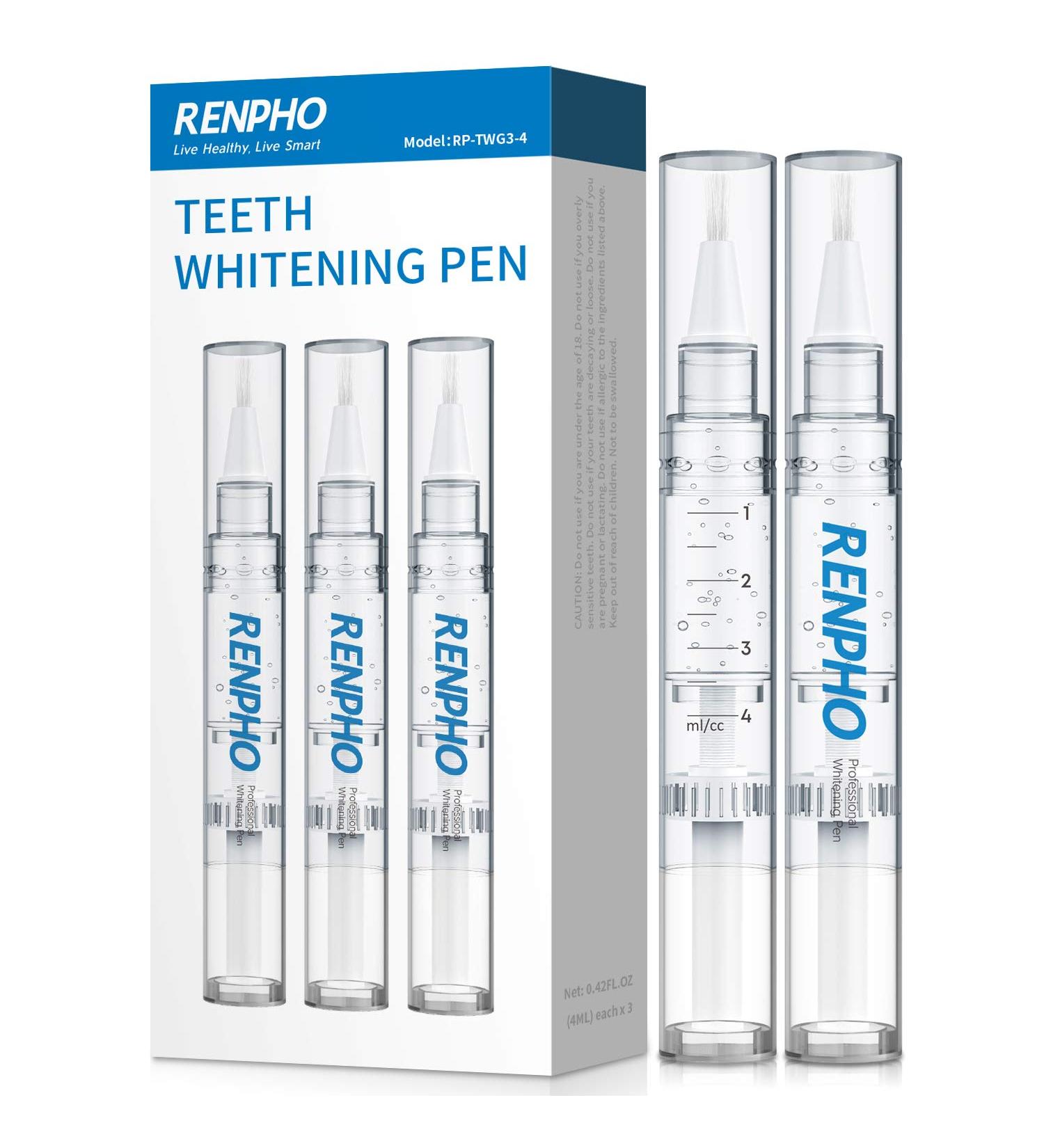 RENPHO Teeth Whitening Pens 3 Pack - Professional 35% Carbamide Peroxide Gel for Sensitive Teeth - No Sensitivity, Painless, Easy to Use - 20+ Uses - Buy Online on GoSupps.com