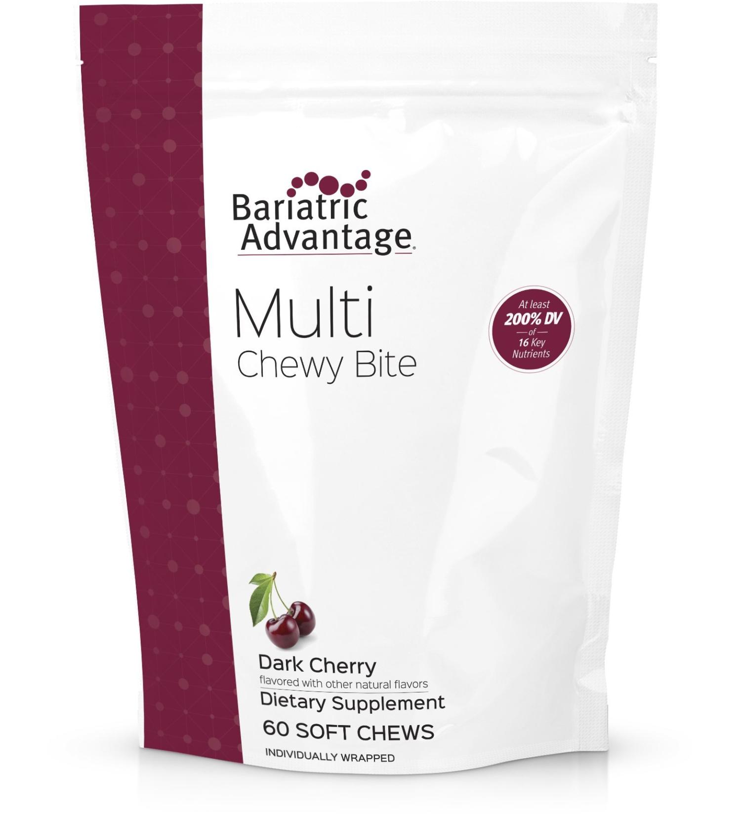 Bariatric Advantage Multi Chewy Bite Soft Chew Multivitamin - Dark Cherry Flavor 60 Count - Buy Online on GoSupps.com