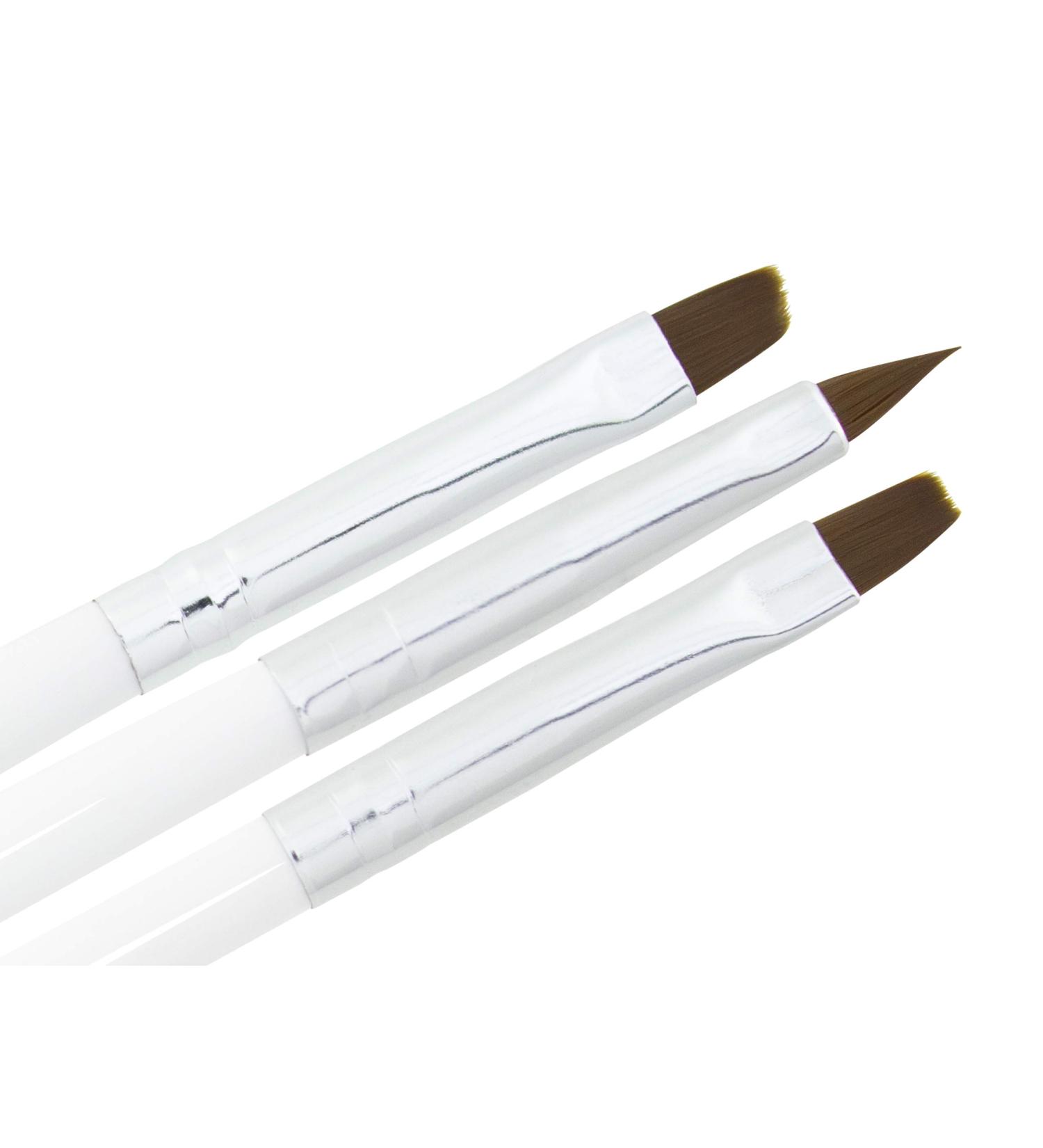 Premium Brush Set White Nail Design - Studio Quality - Pack of 3