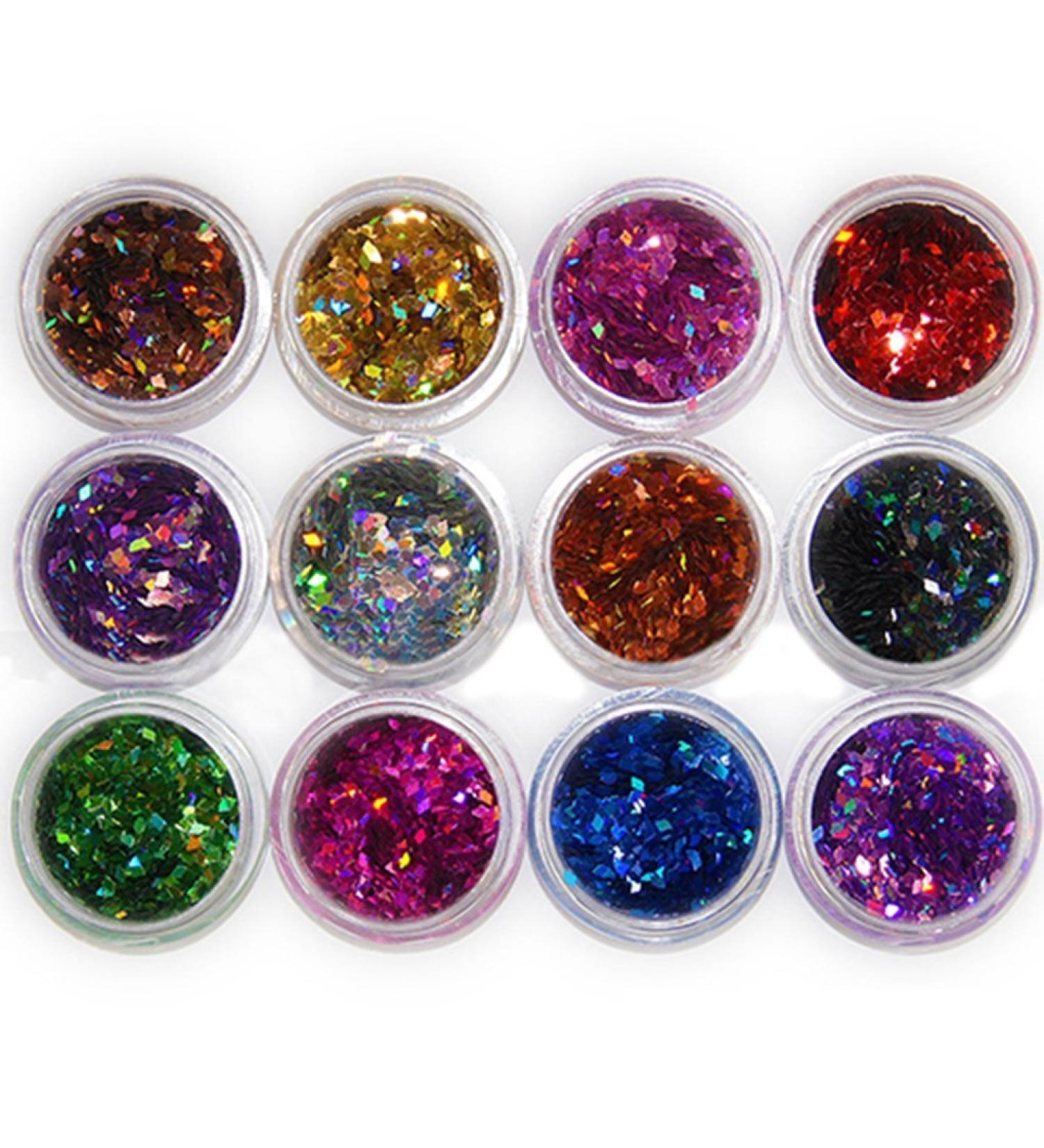 Gemini_mall 12 Colors Acrylic Glitter Powder for Nail Art Tips Design Nail Art Decoration Glitter Sequins Powder - Buy Online on GoSupps.com