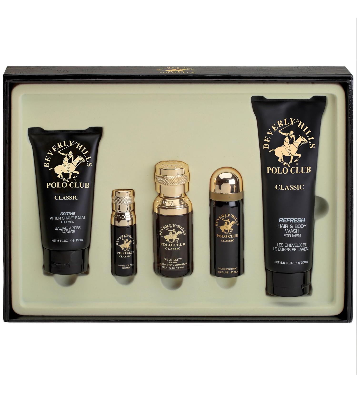 Beverly Hills Polo Club Classic 5 Piece Cologne Gift Set For Men Eau de Toilette Deodorant After Shave Body Wash