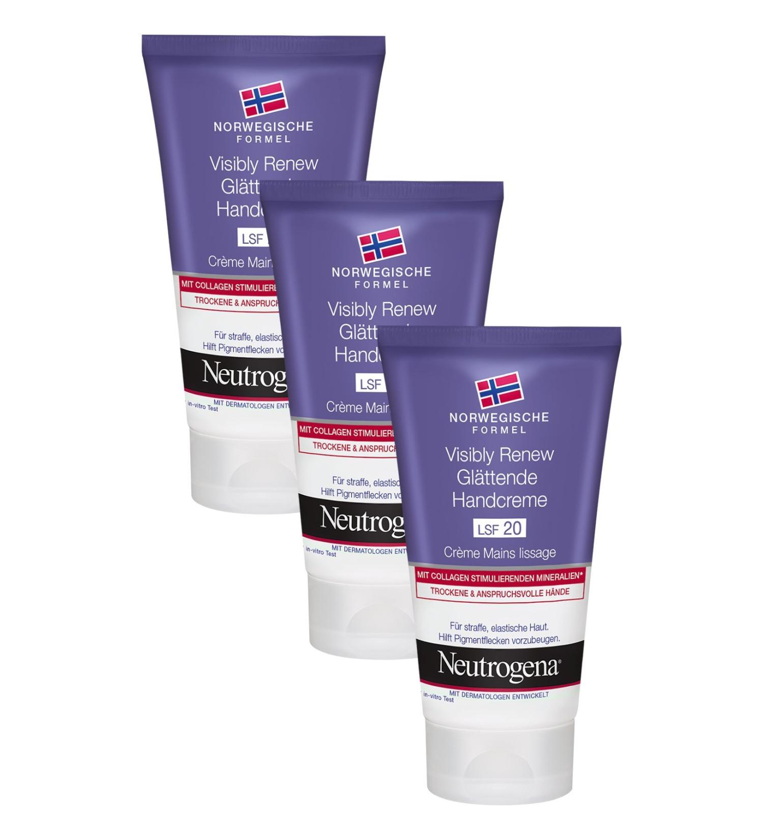 Neutrogena Visibly Renew Smoothing Hand Cream - 3 x 75 ml | Luxurious Moisturizer for Soft Hands | Buy Internationally Now - Buy Online on GoSupps.com