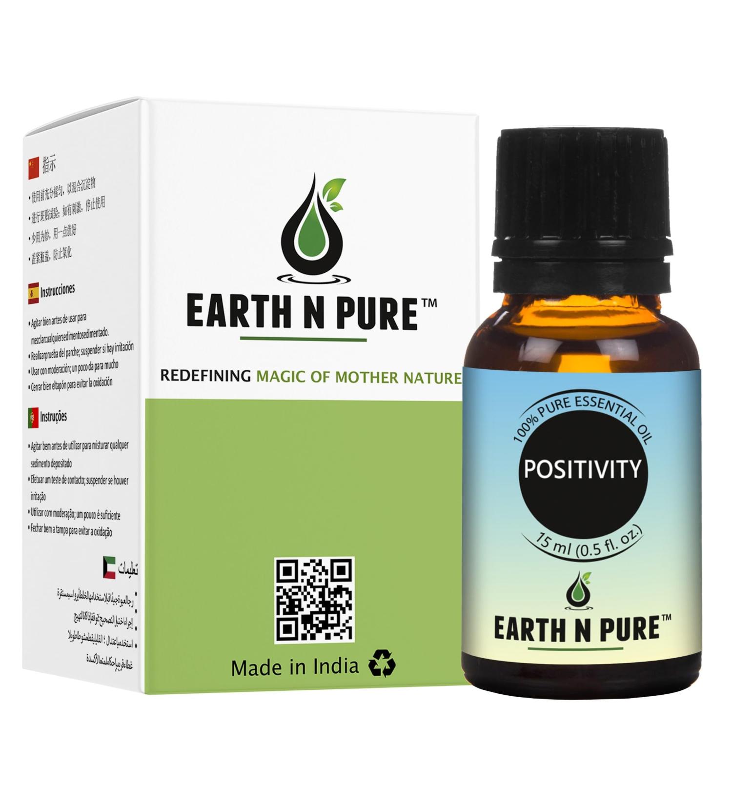 Earth N Pure Essential Oil Blend For Positivity 15 ml Rose Geranium Lavender & Sandalwood 0.53 Fl Oz (Pack of 1) - Buy Online on GoSupps.com