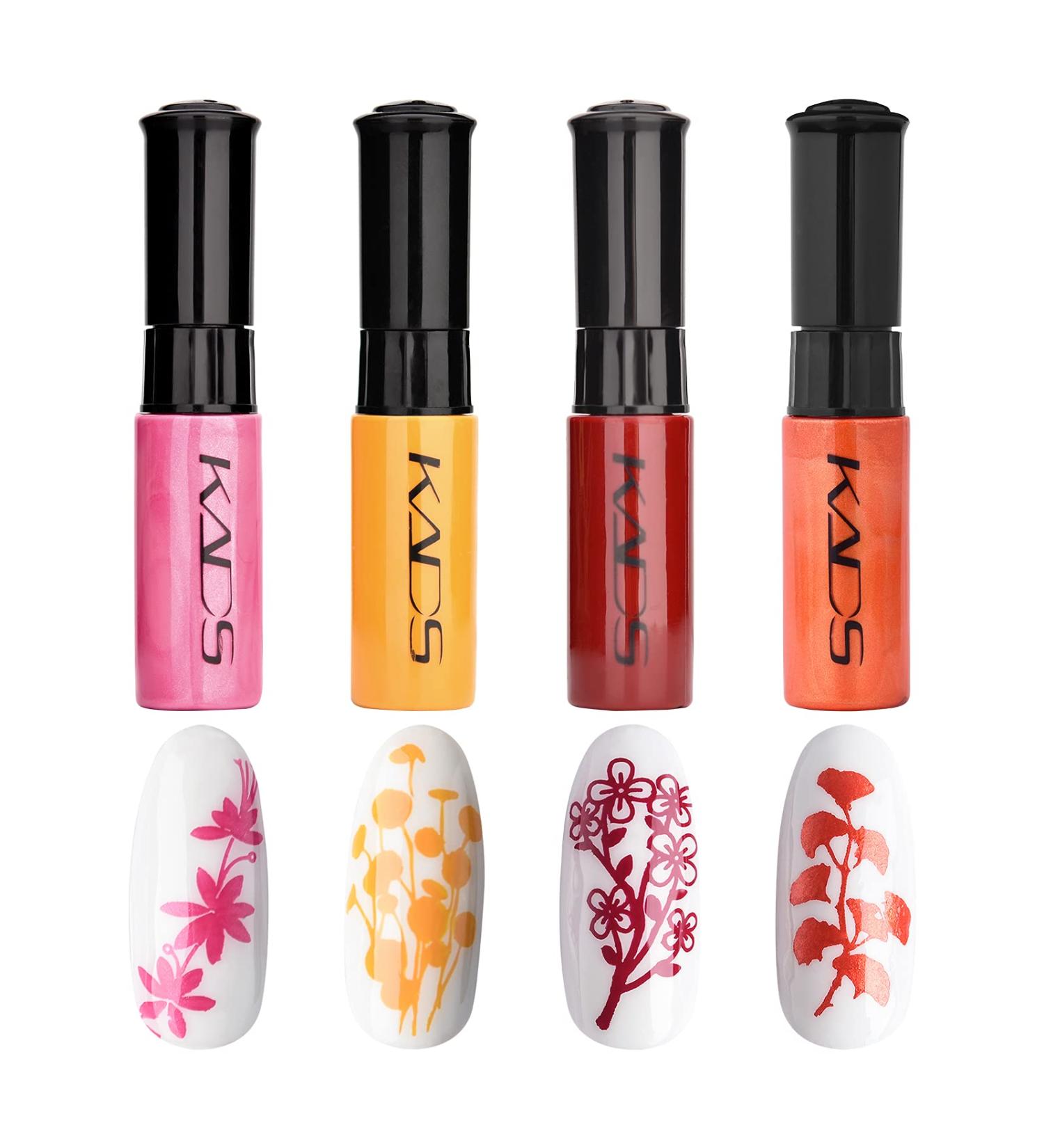 4 Colors Nail Polish Set Stamping Polish Detailed Painting Plastic Bottle Colourful Pigment Nail Art DIY Manicure Design Drawing Tool 10ml (4P-11) - Buy Online on GoSupps.com