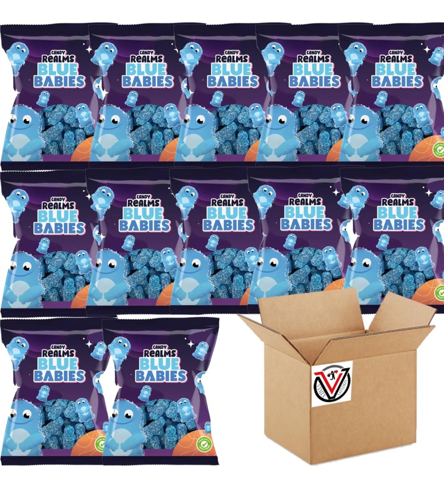 12 x Jelly Blue Babies Bag 190g - Fruit Flavour Sour Jelly Sweets - Buy Online on GoSupps.com