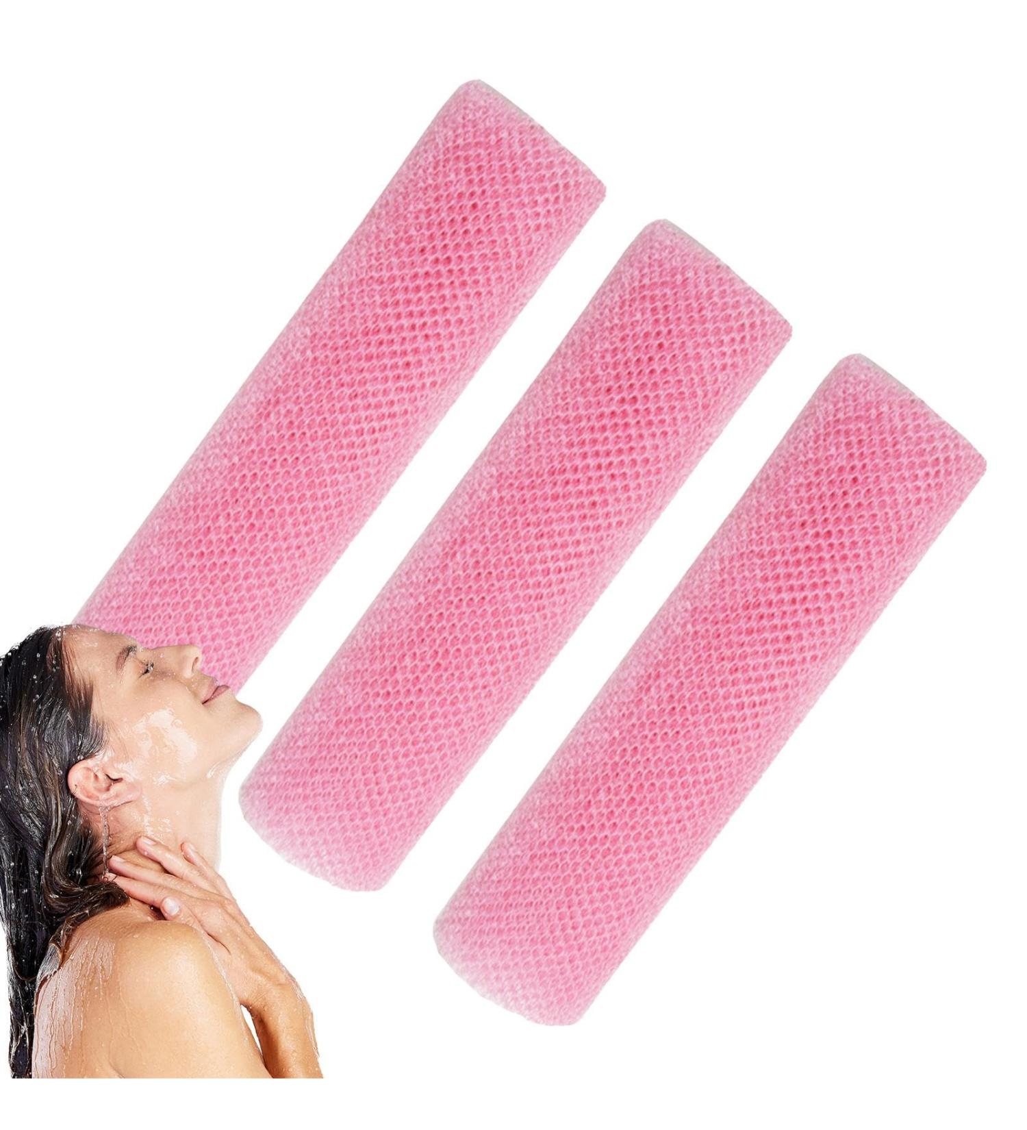 Mesh Body Wipes African Mesh Sponge African Mesh Nylon Mesh Shower Mesh Scrubber - 3 Bath Sponges for Dead Skin Removal for Women and Men Pink - Buy Online on GoSupps.com