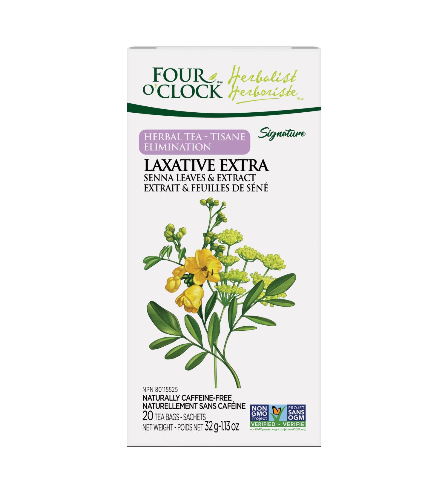 Four O'Clock Herbalist Herbal Tea Elimination Laxative Extra Non Gmo Project Kosher Gluten-Free 20 Teabags - Buy Online on GoSupps.com