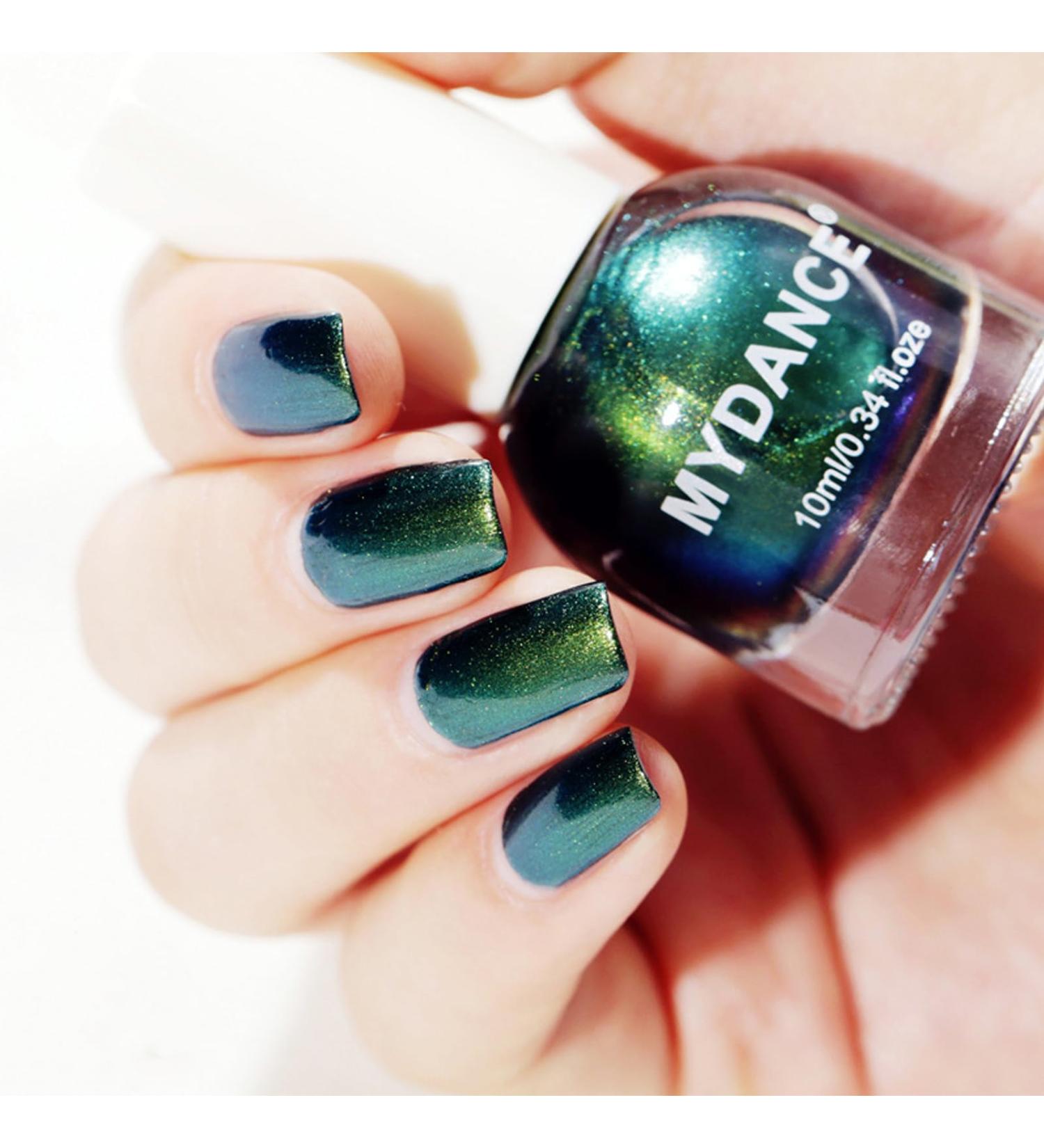 Chameleon Nail Polish - Holographic Glitter Nail Polish - Shimmer Chrome Nail Art Varnish - Quick Dry Nail Varnish - Long-lasting Nail Polish for Manicure DIY at Home - No Need Baking green - Buy Online on GoSupps.com