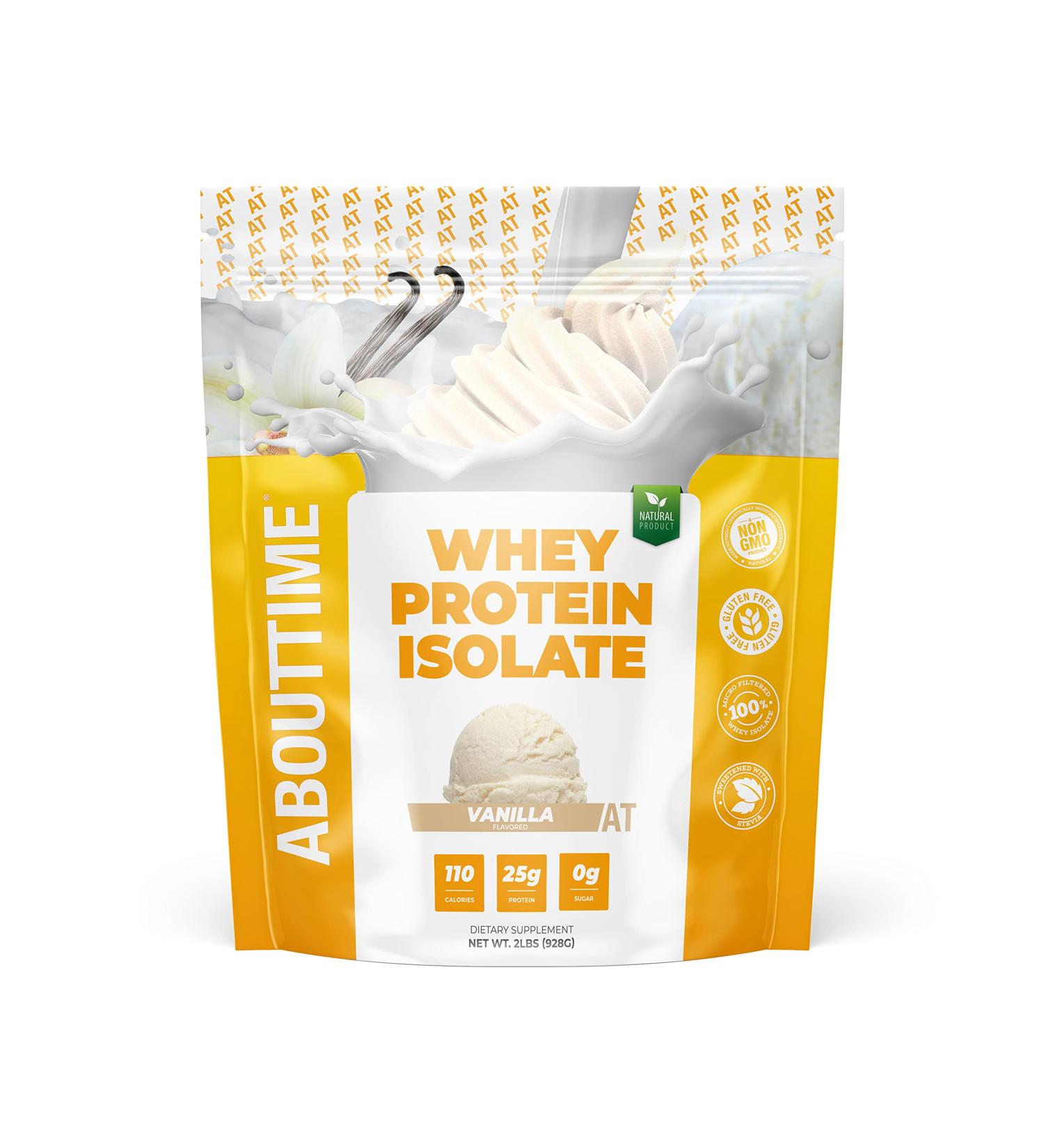 About Time Whey Isolate Protein - Non-GMO All Natural Gluten/Lactose Free 24g Protein per Serving (Vanilla 2 lbs) - Buy Internationally - Buy Online on GoSupps.com