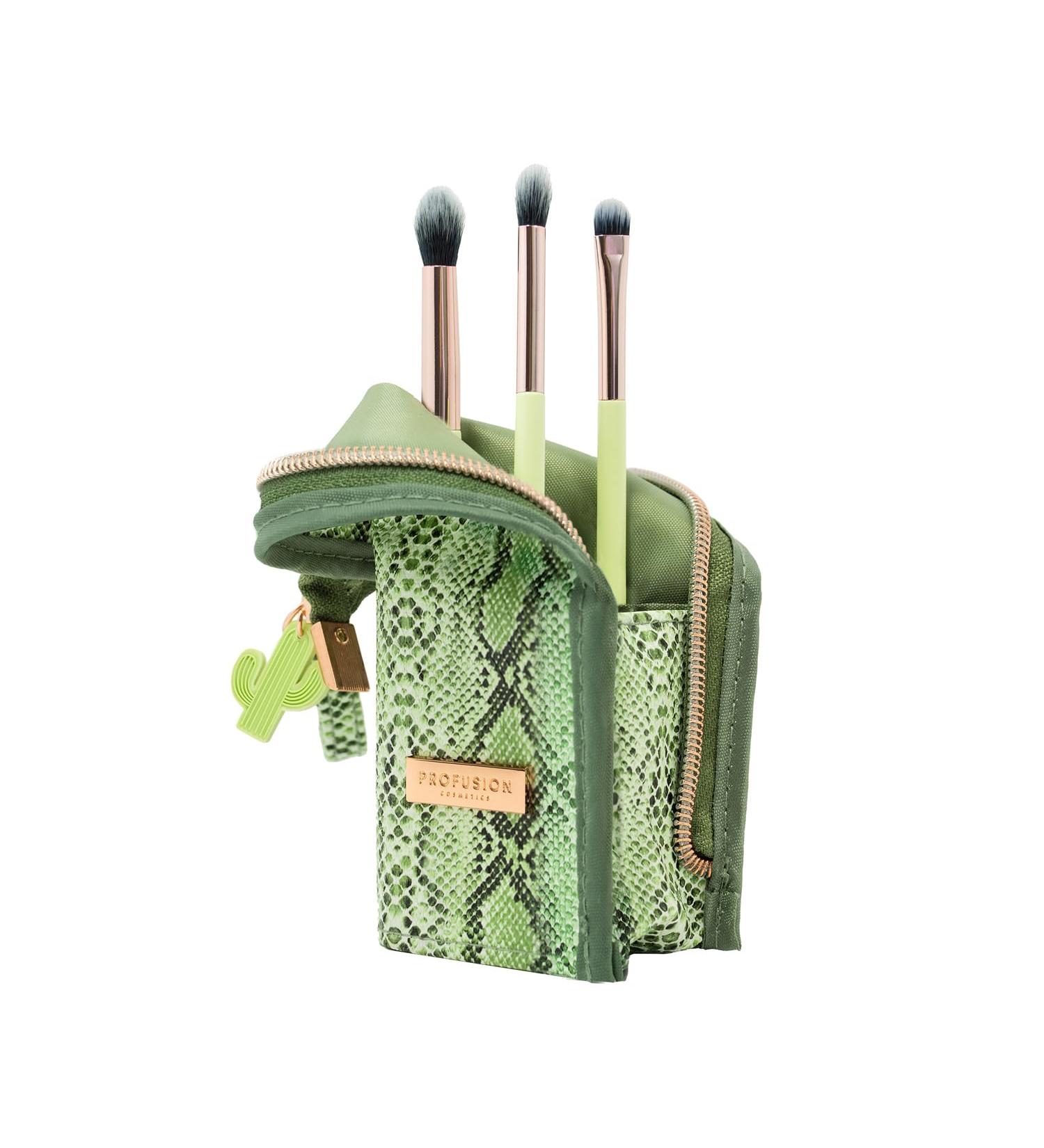 Profusion Cosmetics Desert Sage 4pc Bag & Eye Brush Set | Artist-Grade Adventure-Inspired Makeup Brushes for Creative Eye Looks - Buy Online on GoSupps.com