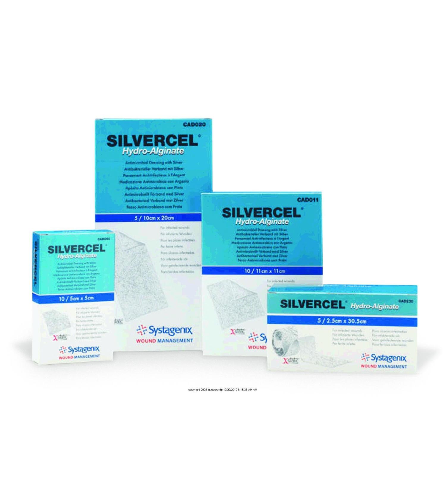 Systagenix Wound Management Silvercel Antimicrobial Alginate Dressing 4-1/4" x 4-1/4" Sterile Adhesive (Carton of 10 Each)