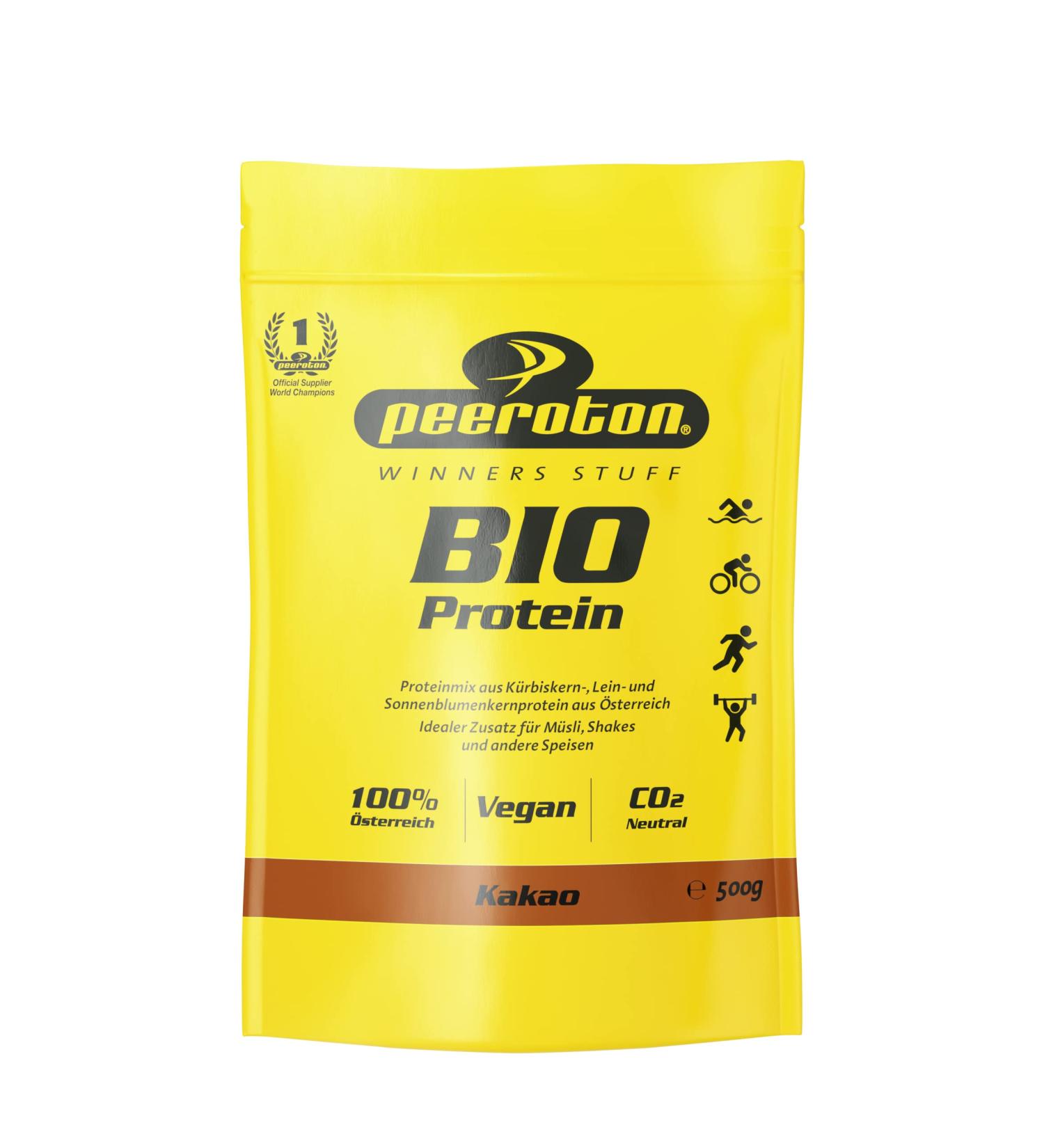 Peeroton organic protein cocoa - vegan protein powder made of roasted pumpkin seeds raw sunflower hemp and lein protein powder and cocoa powder - promotes muscle building - 500 g