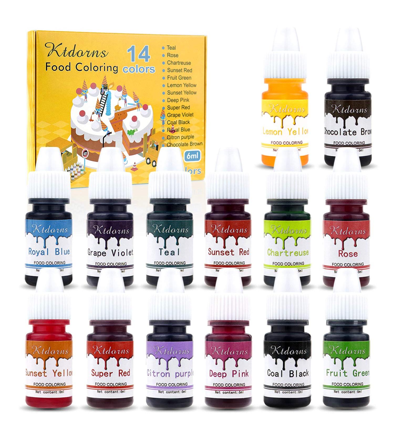 Food Colouring Food Dye -14 colors (6ml) Concentrated Liquid Cake Food Colouring Set for Baking Decorating Fondant and Cooking Slime Making Supplies Kit - Buy Online on GoSupps.com