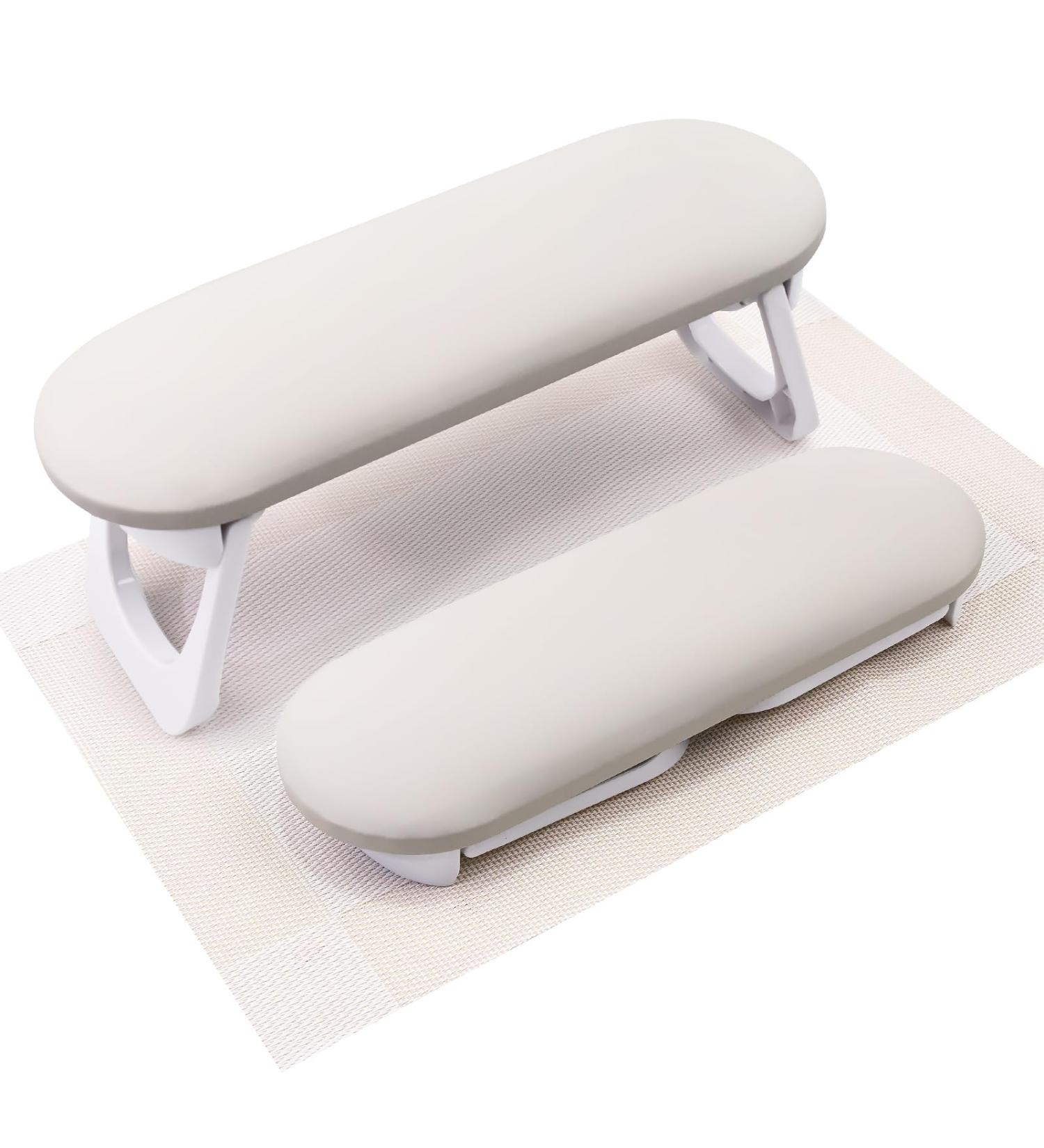 Subay Nail Arm Rest - Foldable PU Leather Cushion for Acrylic Nails | Nail Art Accessories for Salon & Home Use - Light Gray - Buy Online on GoSupps.com
