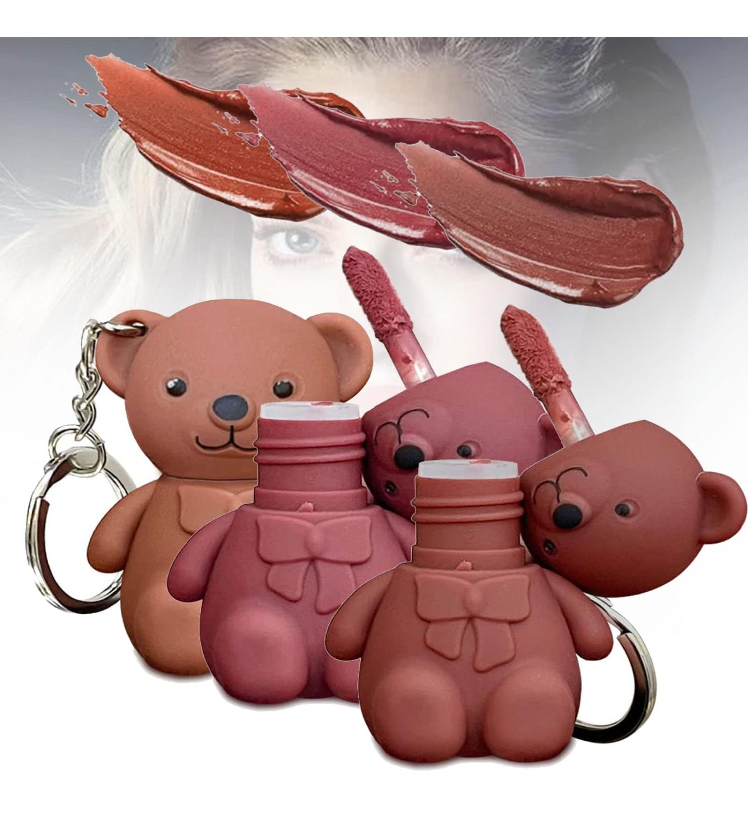  behound 2 en 1 Key Chain Bear Lipstic Keychain Bear Lipsticks Long Lasting Lip Gloss Keychain 2023 New Keychain Cute Bear Beauty Makeup (01+04+06) - Buy Online on GoSupps.com