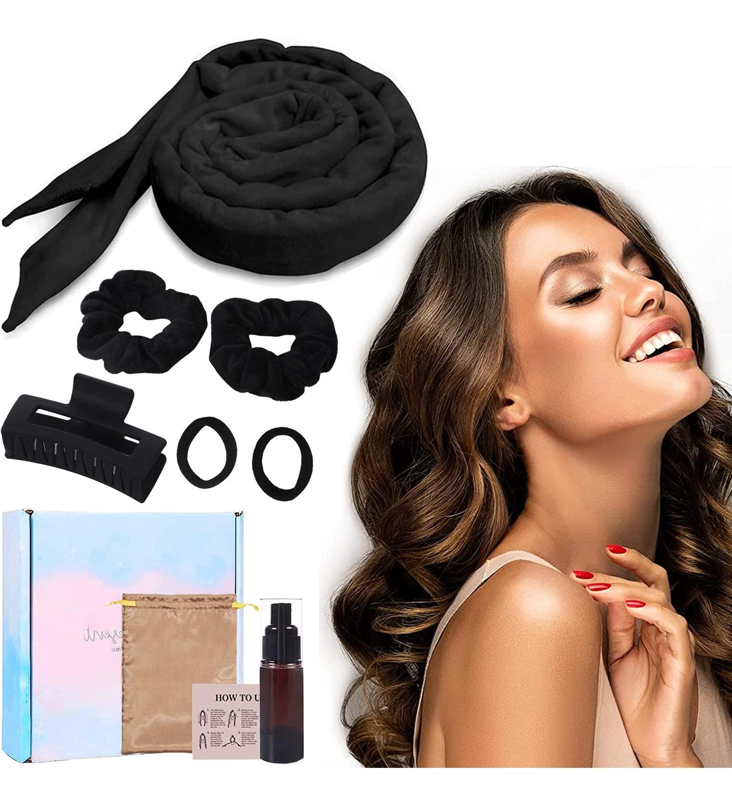 Heatless Curlers for Long & Medium Hair | Non-Slip Overnight Curling Headband Set - Black - Buy Online on GoSupps.com