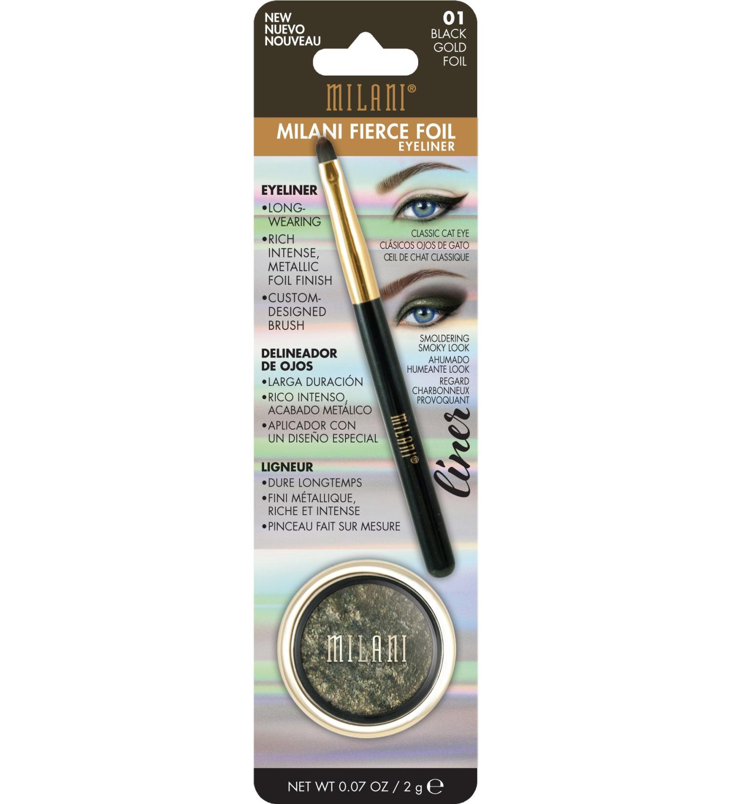 Milani Fierce Foil Eyeliner  Black Gold Foil  0.07 Ounce