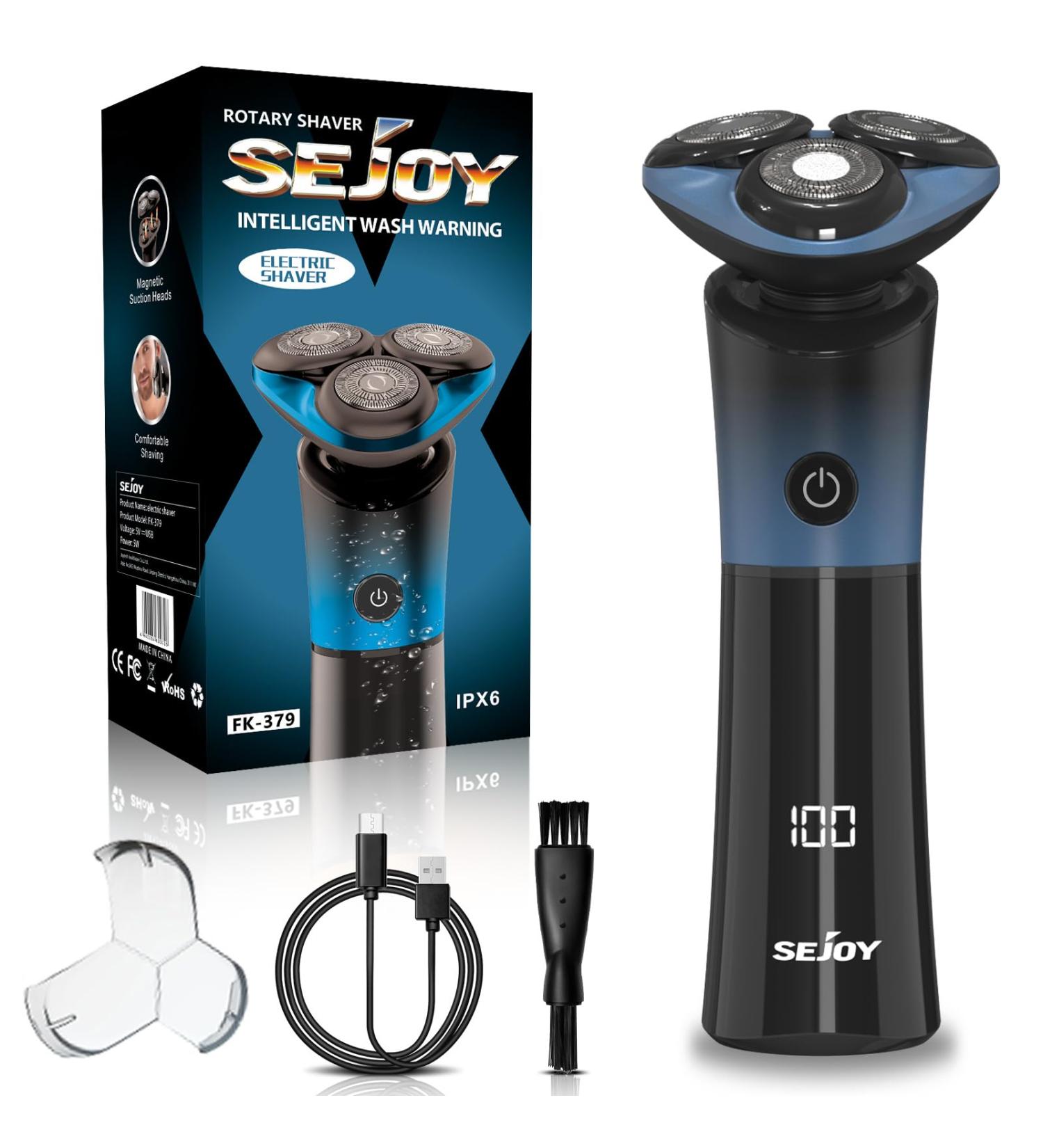 Sejoy Electric Shavers for Men - Rechargeable Self-Sharpening IPX6 Waterproof Razor with Magnetic Head & Quick Release Blade - Skyline Blue - Buy Online on GoSupps.com