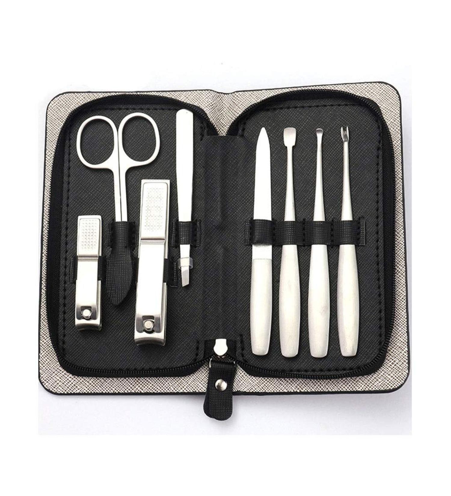 Nail kit Manicure Set Black Rectangle Manicure Set Household Stainless Steel Ear Pick Nail Manicure Tool Travel Carrying Bag (8-Piece Set) Nail Clippers - Buy Online on GoSupps.com