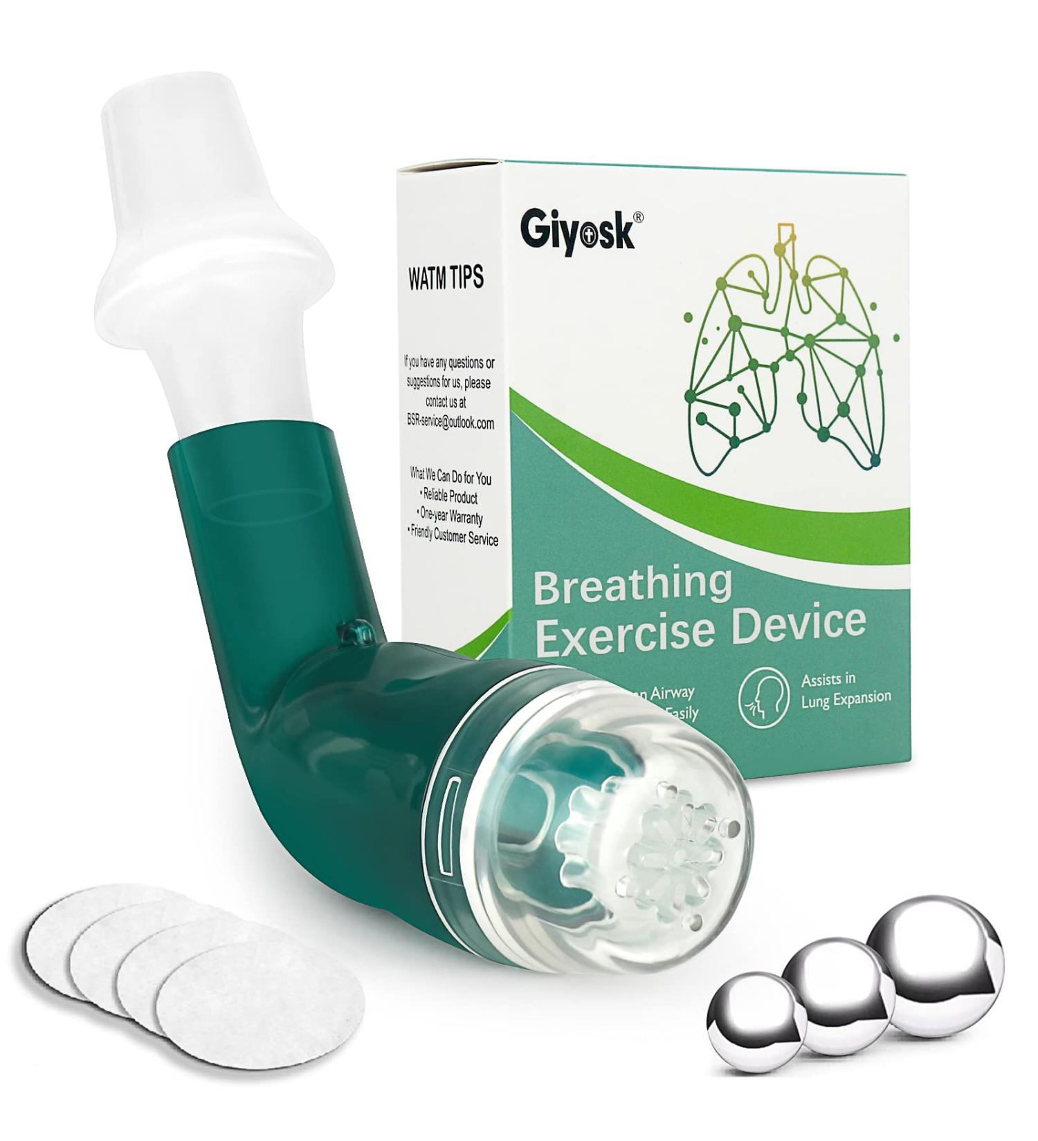 Portable Breathing Exercise Device for Lung Health - Expiratory Trainer for Mucus Relief & Lung Expansion (Green) | International Shipping Available - Buy Online on GoSupps.com