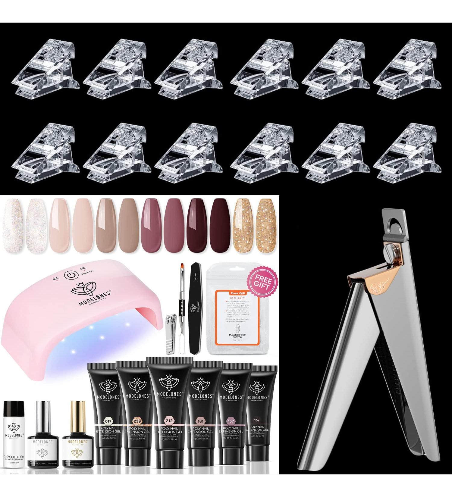 Modelones Poly Nail Gel Kit with 12Pcs Nail Tips Clip and False Nail Tip Trimmer - Buy Online on GoSupps.com