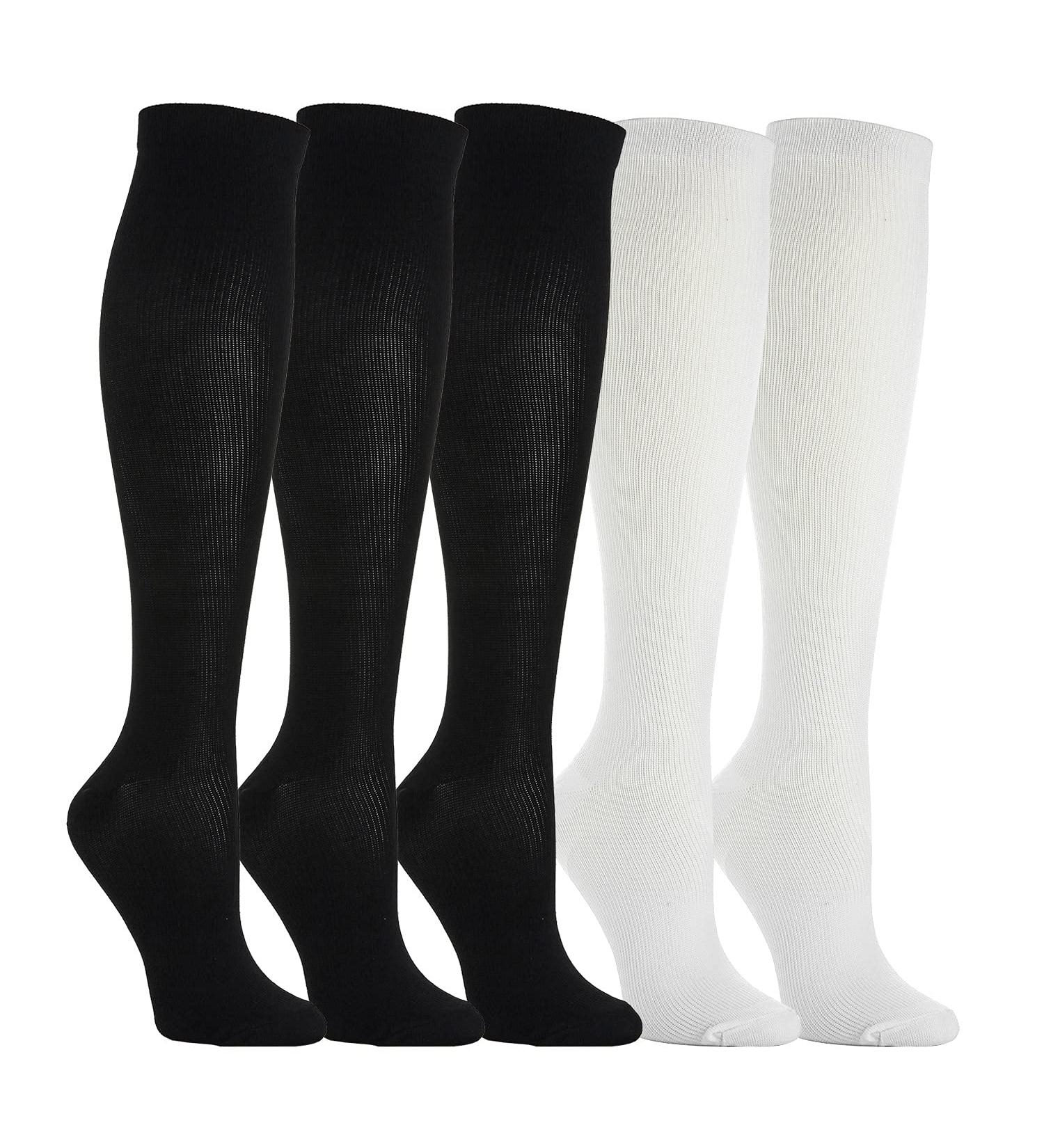 Weekend Peninsula Compression Stockings - 5 Pairs Knee Socks for Travel Sports & Pregnancy - Unisex Medical Support S-M (3 Black + 2 White) - Buy Online on GoSupps.com