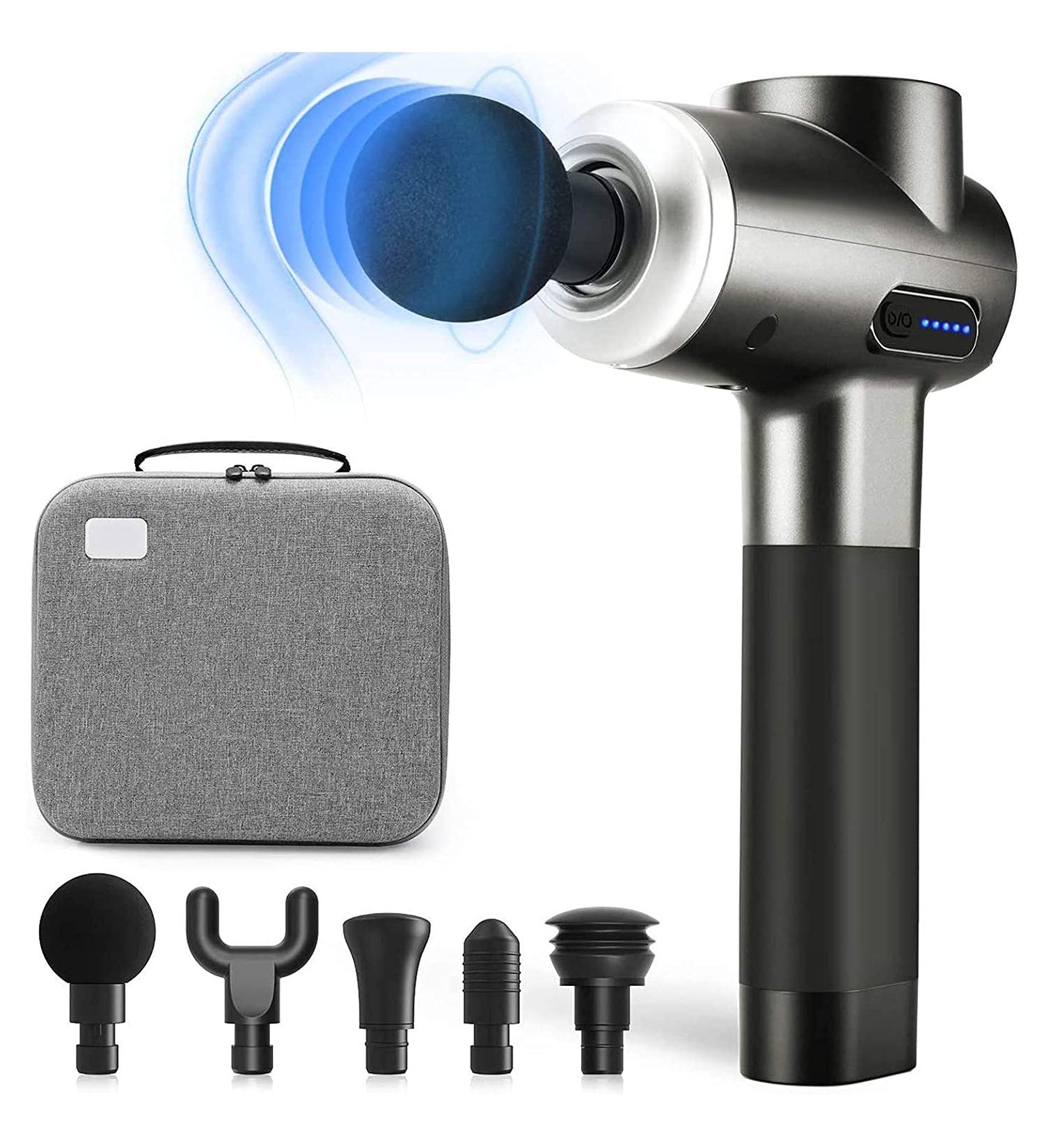 Deep Tissue Percussion Massage Gun for Pain Relief - Handheld Electric Massager for Athletes - Quiet Brushless Motor, Cordless - Buy Online on GoSupps.com