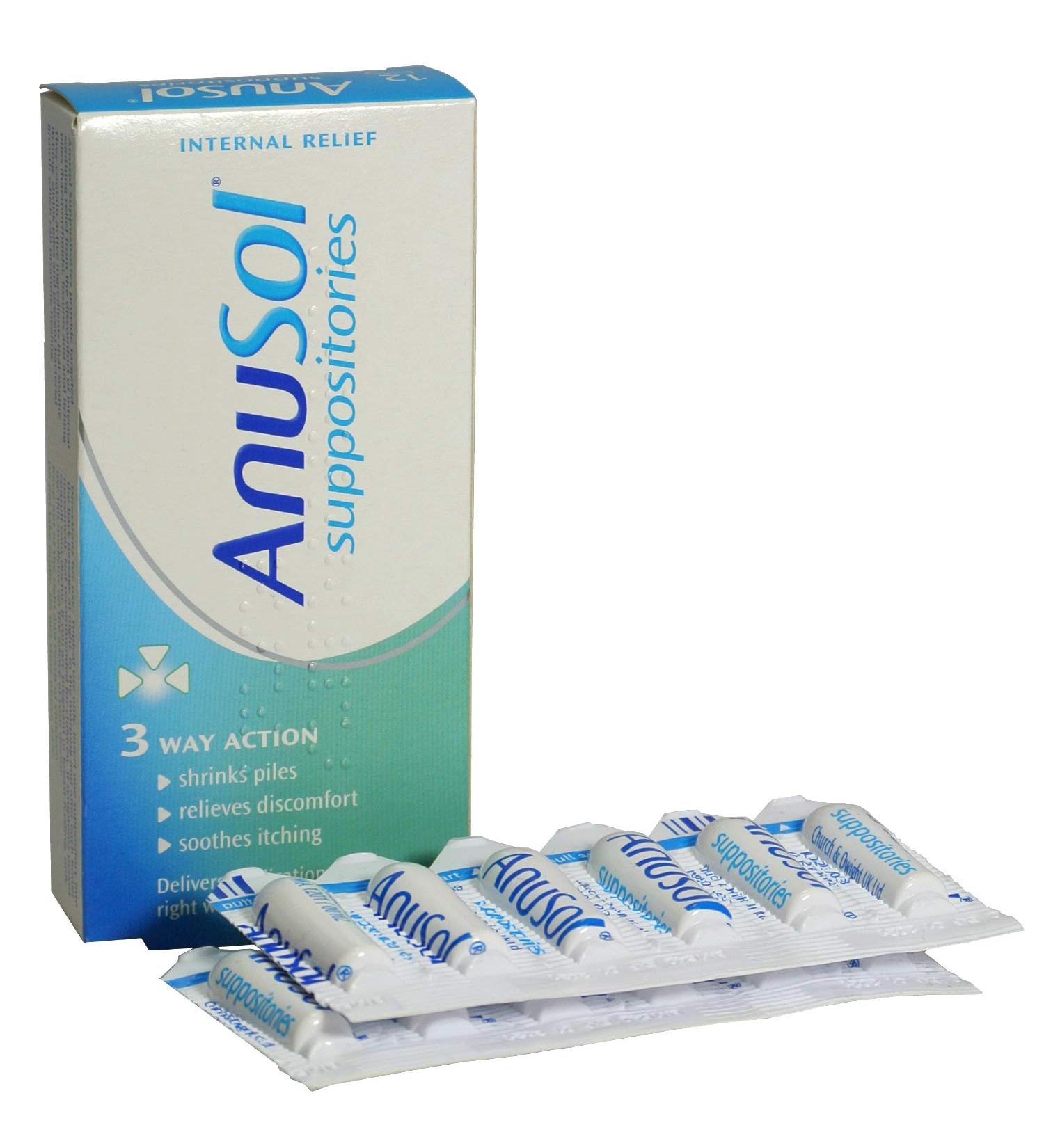Mc Neil 2 X Anusol Suppositories 24 - Triple Action Relief for Hemorrhoids - Buy Online on GoSupps.com