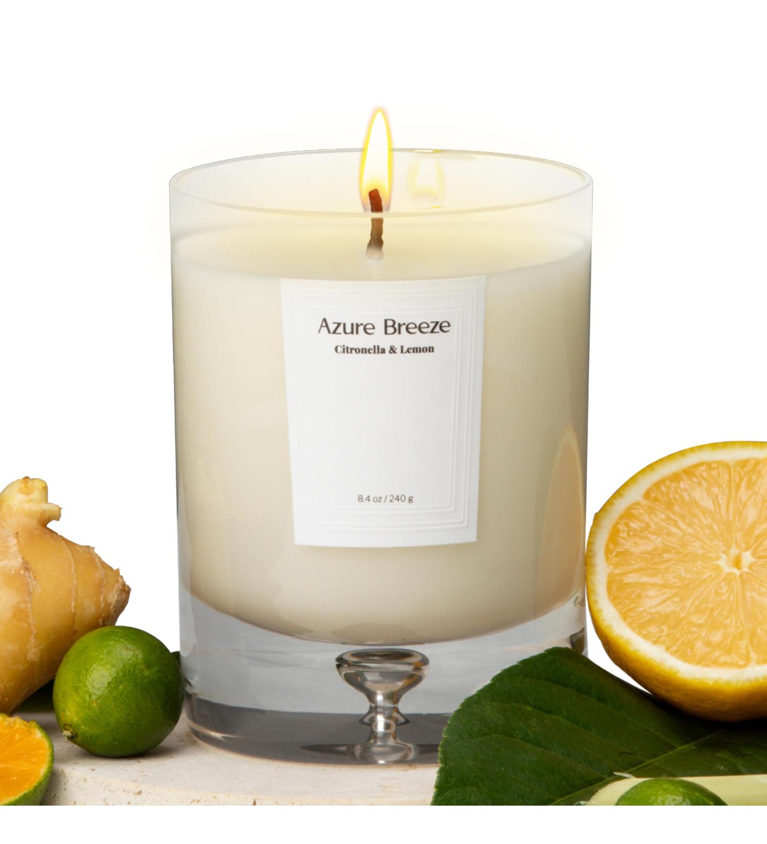 Lemon Candle - 50 Hour Aromatherapy Candle | Citronella Scented | Natural Essential Oils | Perfect Holiday Gift & Home Decor | 8.4 Oz - Buy Online on GoSupps.com
