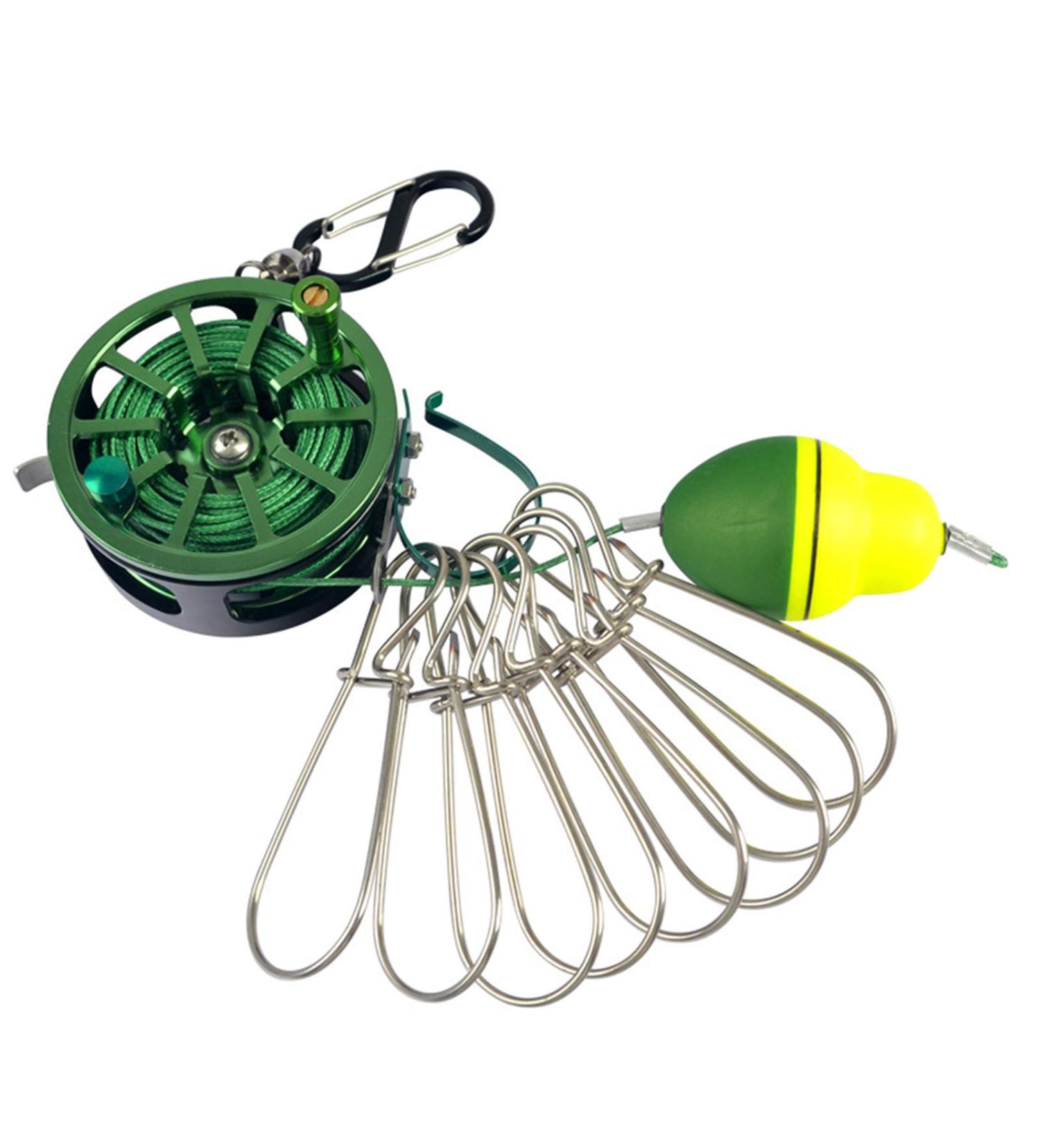 Joyeee Fish Stringer with 9-Snap Heavy Duty Stainless Steel Silent Stringer - 6m Green - Buy Online on GoSupps.com