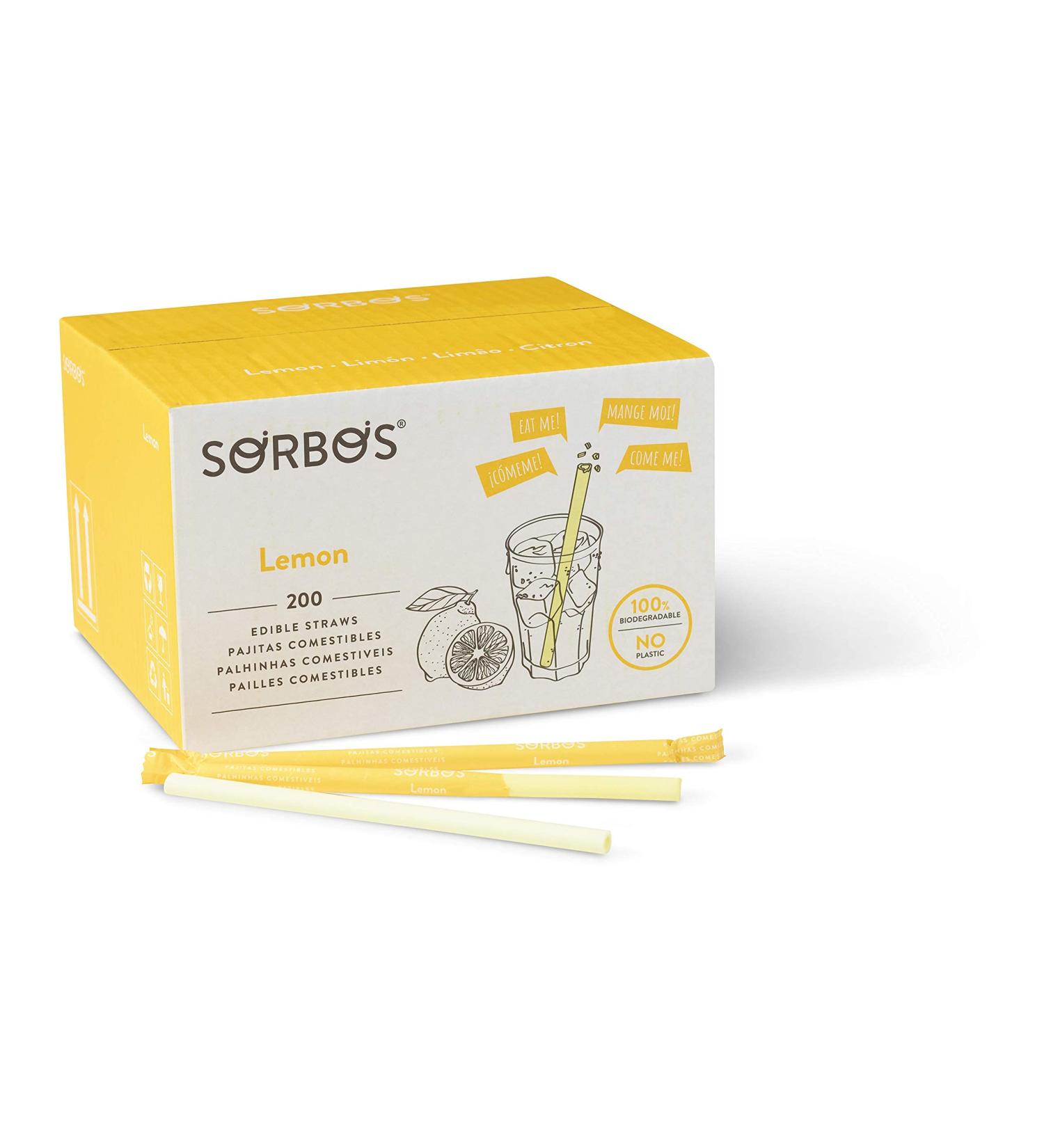 Sorbos Edible Straws - Lemon Flavor (1x200) | Eco-Friendly Yellow Straws for International Shipping - Buy Online on GoSupps.com