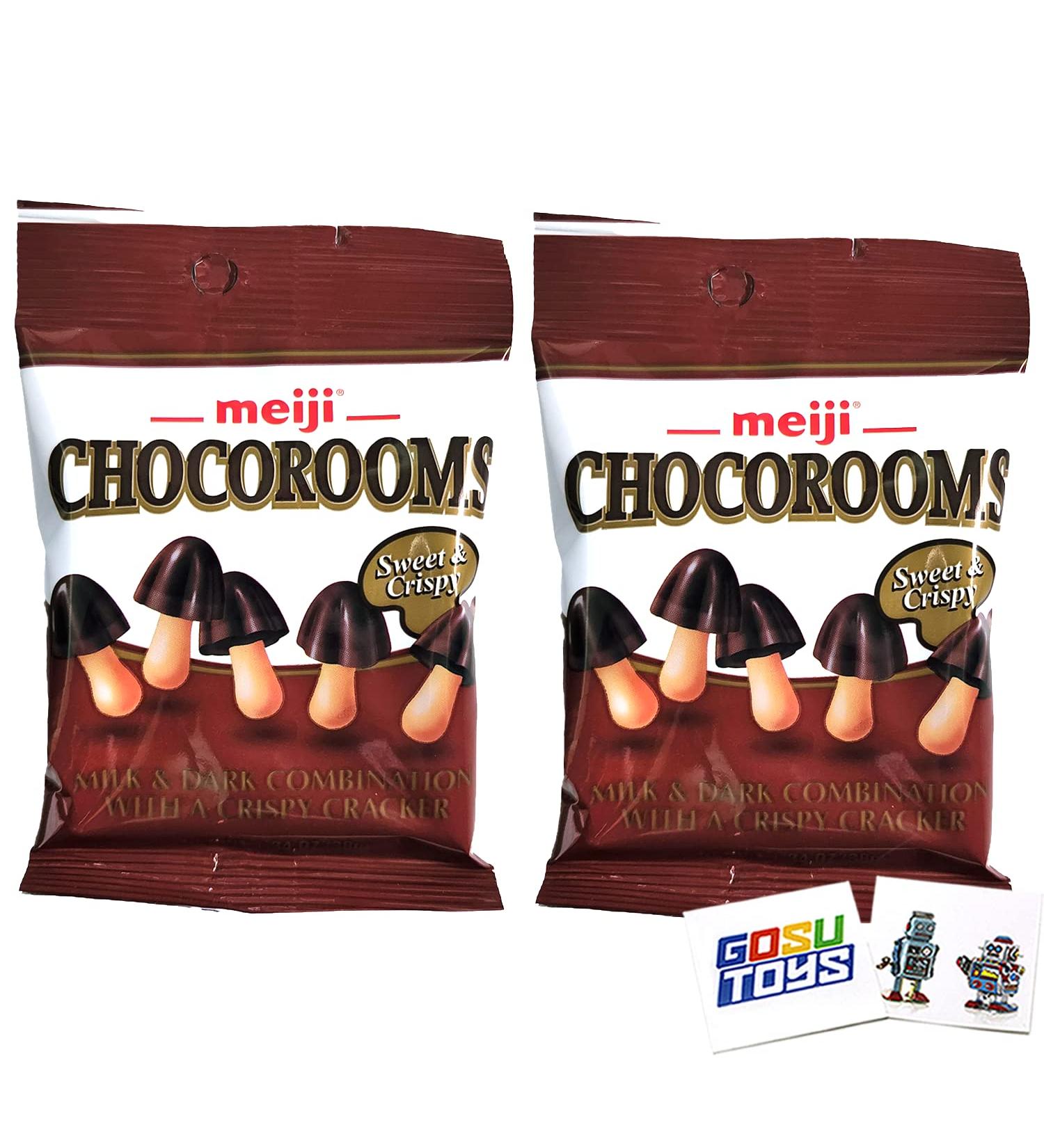 Meiji Chocorooms Sweet and Crispy Milk and Dark Combination with a Crispy Cracker (2 Pack) with 2 Gosutoys Stickers - Buy Online on GoSupps.com