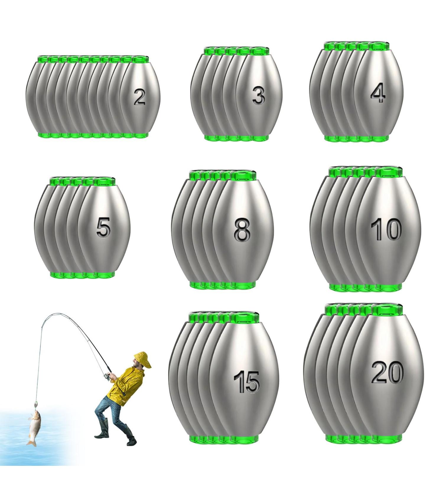 Yaclonq 50-Piece Removable Sink Fishing Lead Set - Versatile 2g/3g/4g/5g/8g/10g/15g/20g for Sea & Freshwater Fishing - Includes 100 Plugs for Outdoor Sports - Buy Online on GoSupps.com