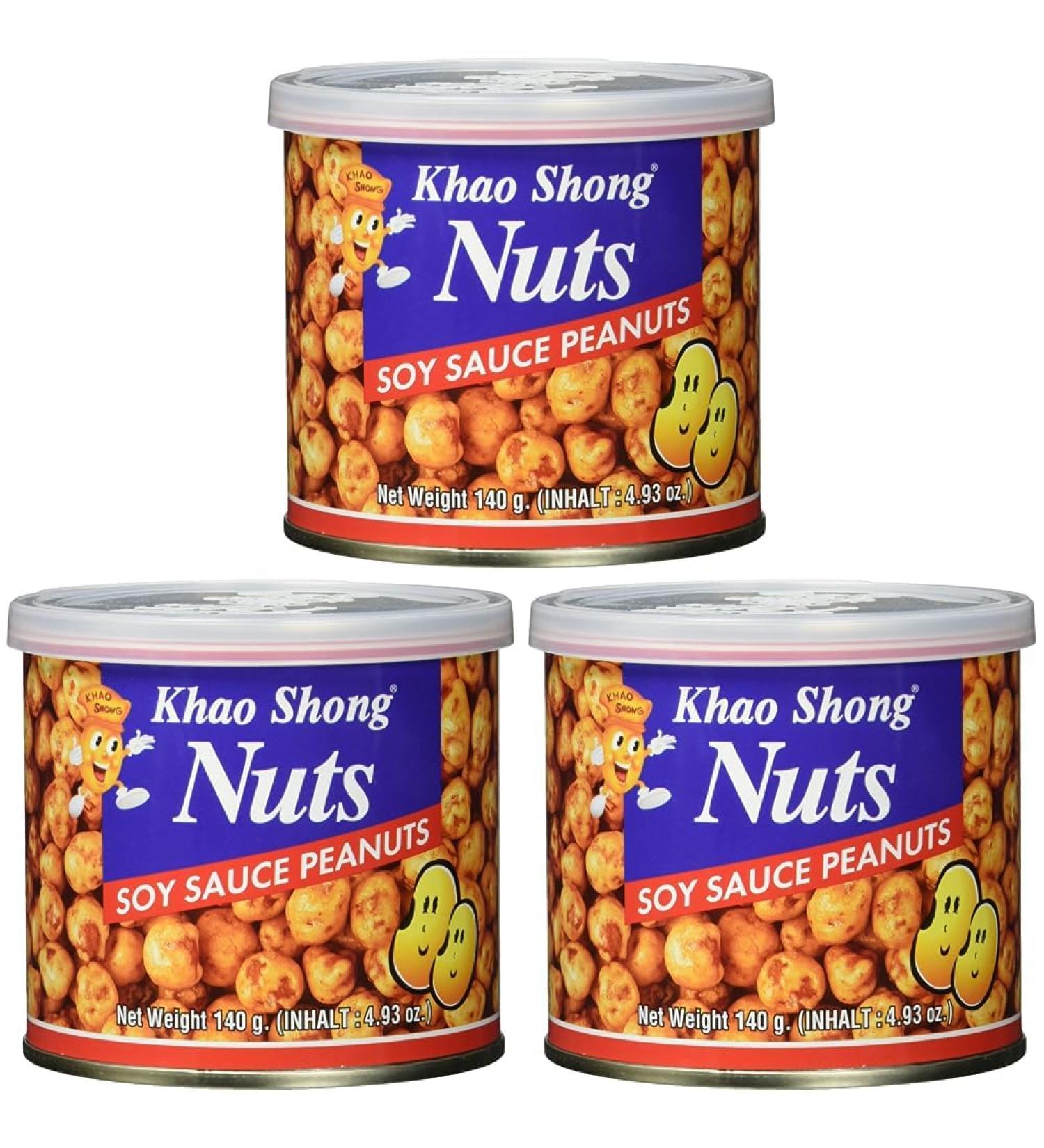 Khao Shong Peanuts with Soy Sauce - Spicy Crisp Nuts Salty Snack - 140g Can (3 Pack) - International Shipping Available - Buy Online on GoSupps.com
