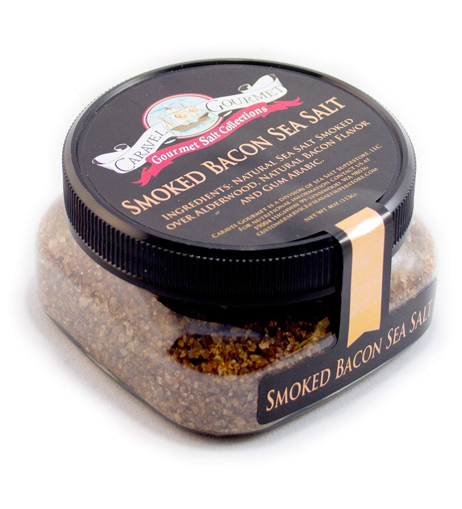 Smoked Bacon Fine Sea Salt - All-Natural, Gluten-Free, Non-GMO, No MSG - 4 oz. Stackable Jar - Perfect Smoky Flavor for Cooking or Finishing - Buy Online on GoSupps.com