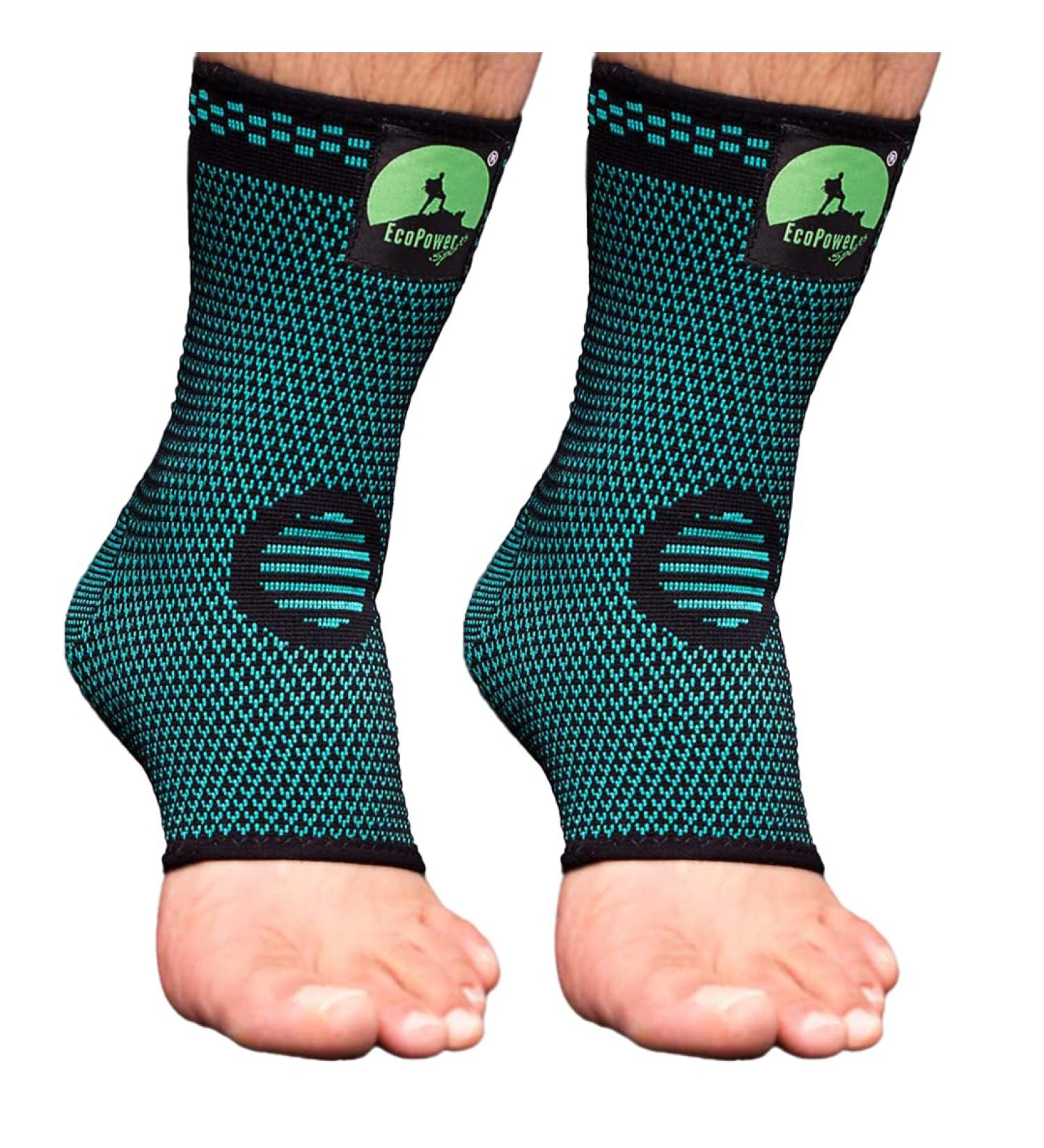 ECOPOWER SPORTS Ankle Support Ankle Brace Compression For Ligament Damage and Plantar Fasciitis Elastic Ankle Support For Arthritis Achilles Tendonitis Strain Fatigue/PAIR- Green-L L 2 - Buy Online on GoSupps.com