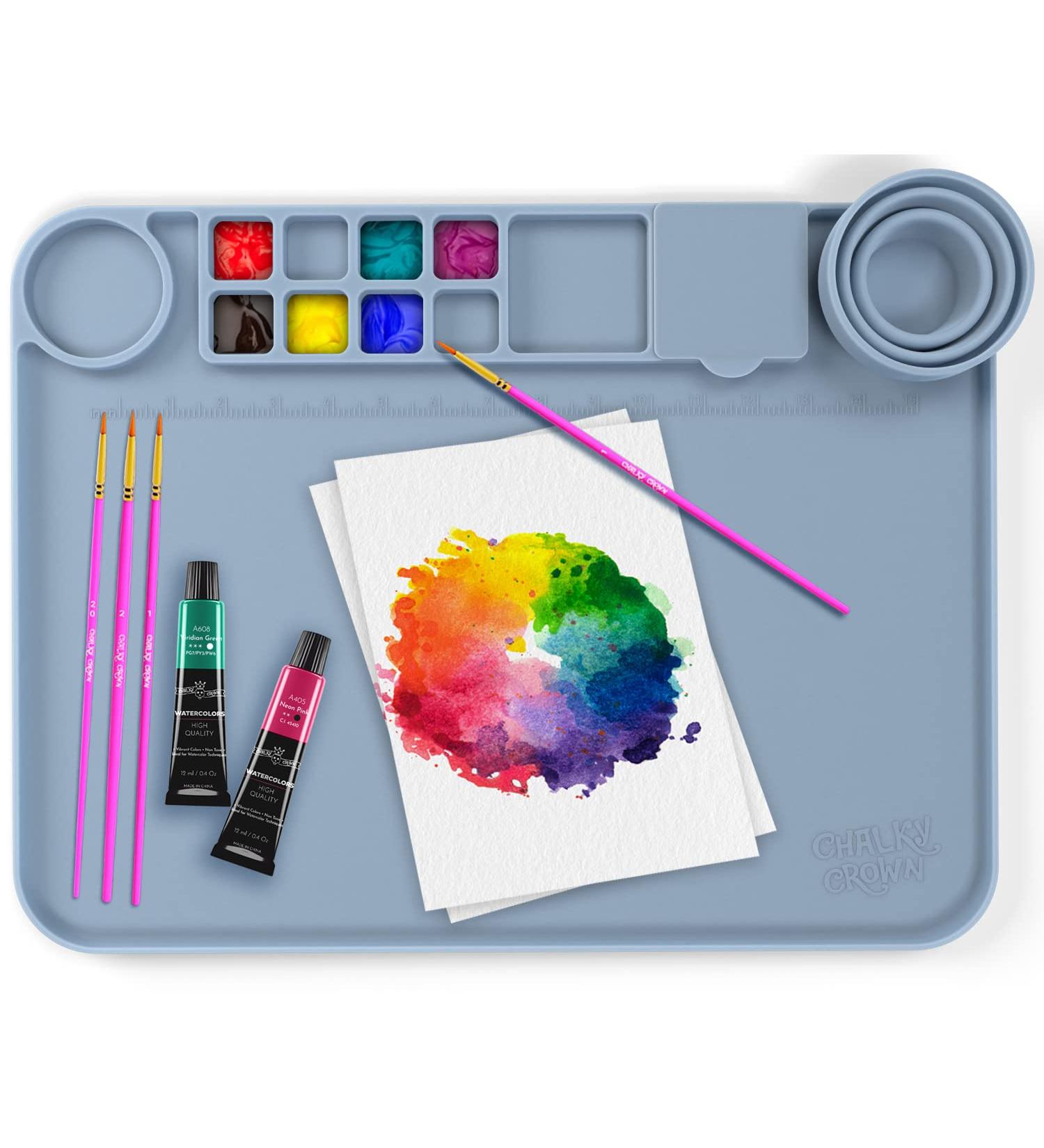 Silicone Craft Mat with Cup - Large Silicone Art Mat for Painting and Crafts (17.7 x 13.7) - Buy Online on GoSupps.com