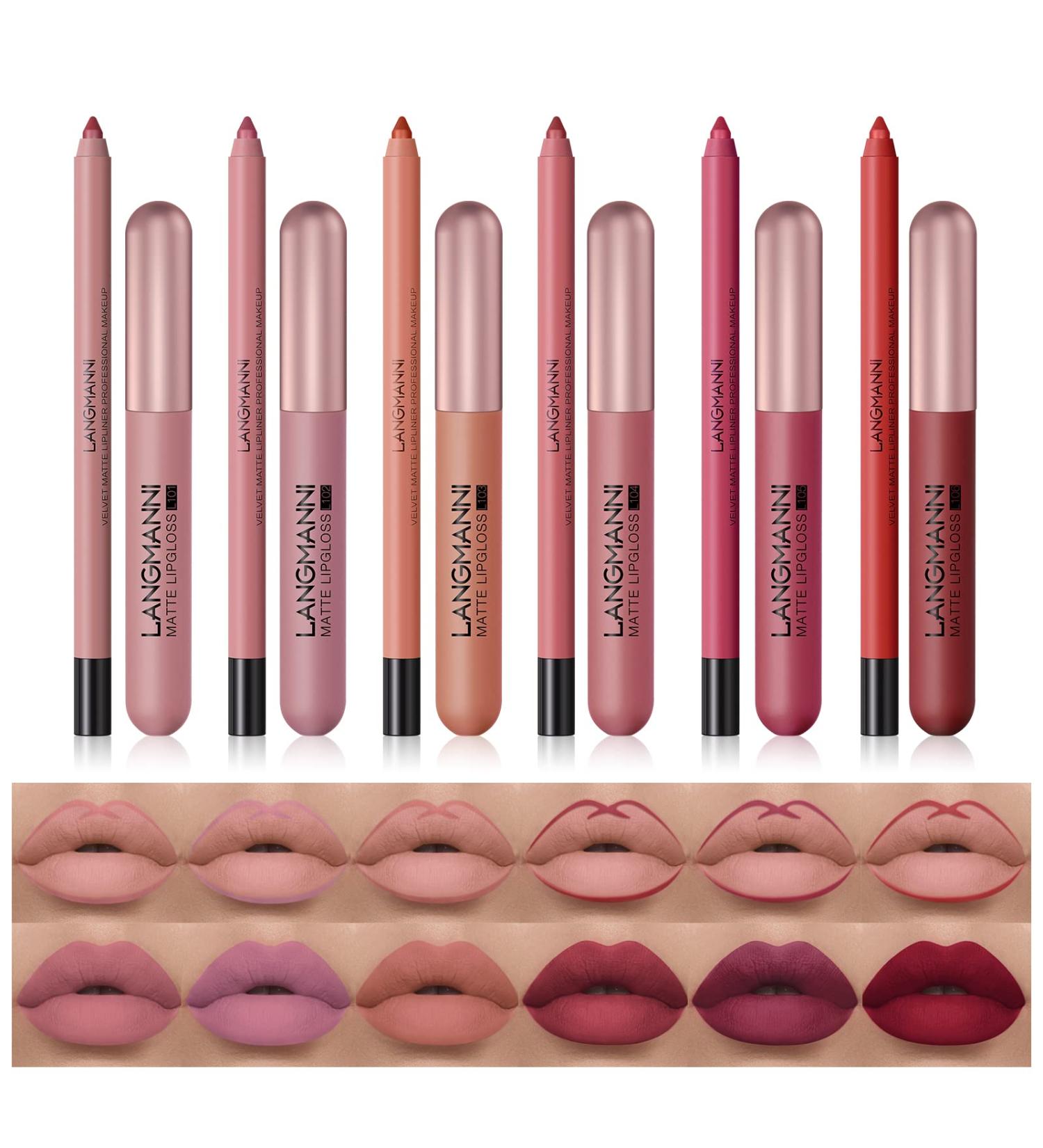 6 Matt Lipsticks & Lip Liners Set | Long-Lasting Waterproof Highly Pigmented Velvet Lip Gloss - International Shipping Available - Buy Online on GoSupps.com