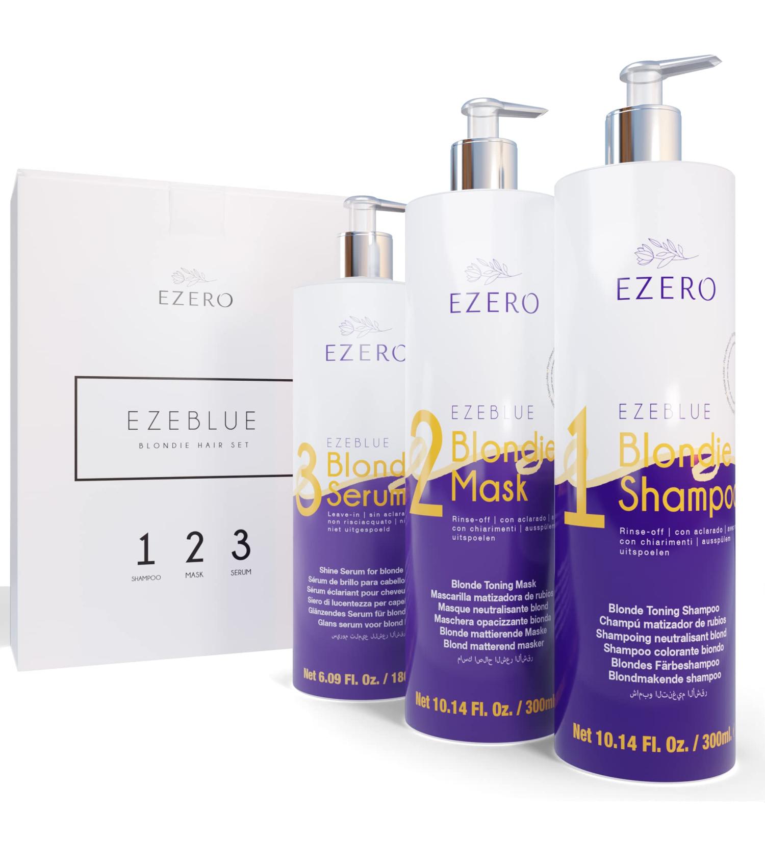 Ezero Purple Shampoo and Conditioner Set with Hair Mask - Blonde Hair Toner and Treatment for Color Treated Hair - Buy Online on GoSupps.com