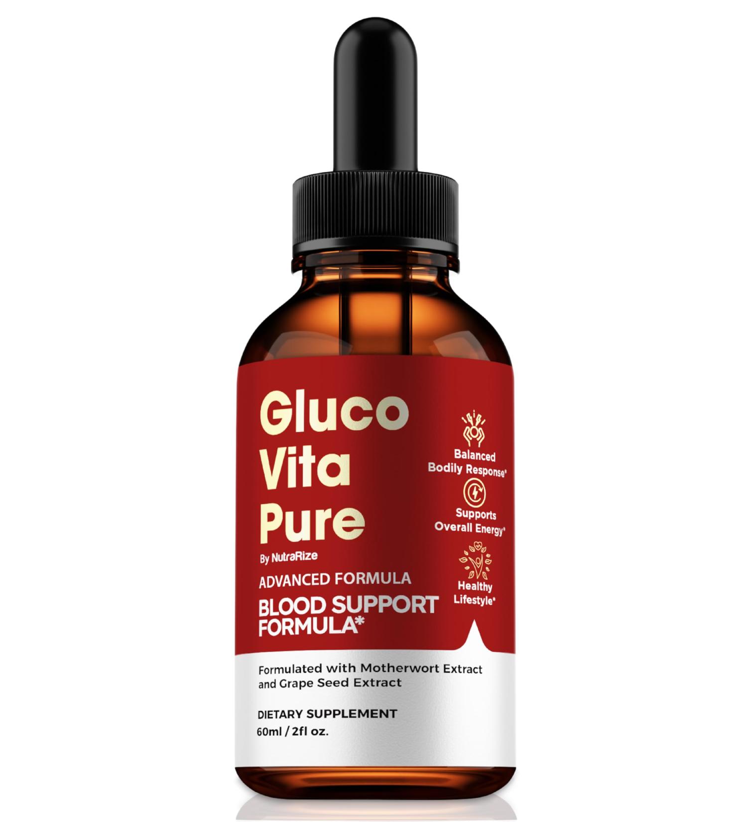 GlucoVita Pure Official Gluco Vita Pure Drops All-Natural Extract to Support Healthy Circulation Stable Levels & Overall Health Premium GlucoVitaPure Gotas Review (30 Servings)