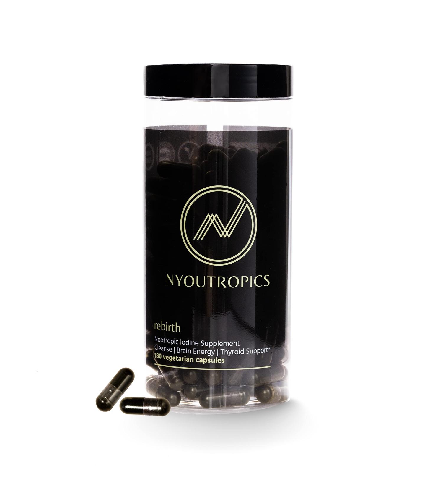 Rebirth by NYOUTROPICS - Nootropic Iodine Supplement (180 Vegan Capsules) for Brain & Thyroid Support - Non-Accumulating Iodine Formula - Buy Online on GoSupps.com