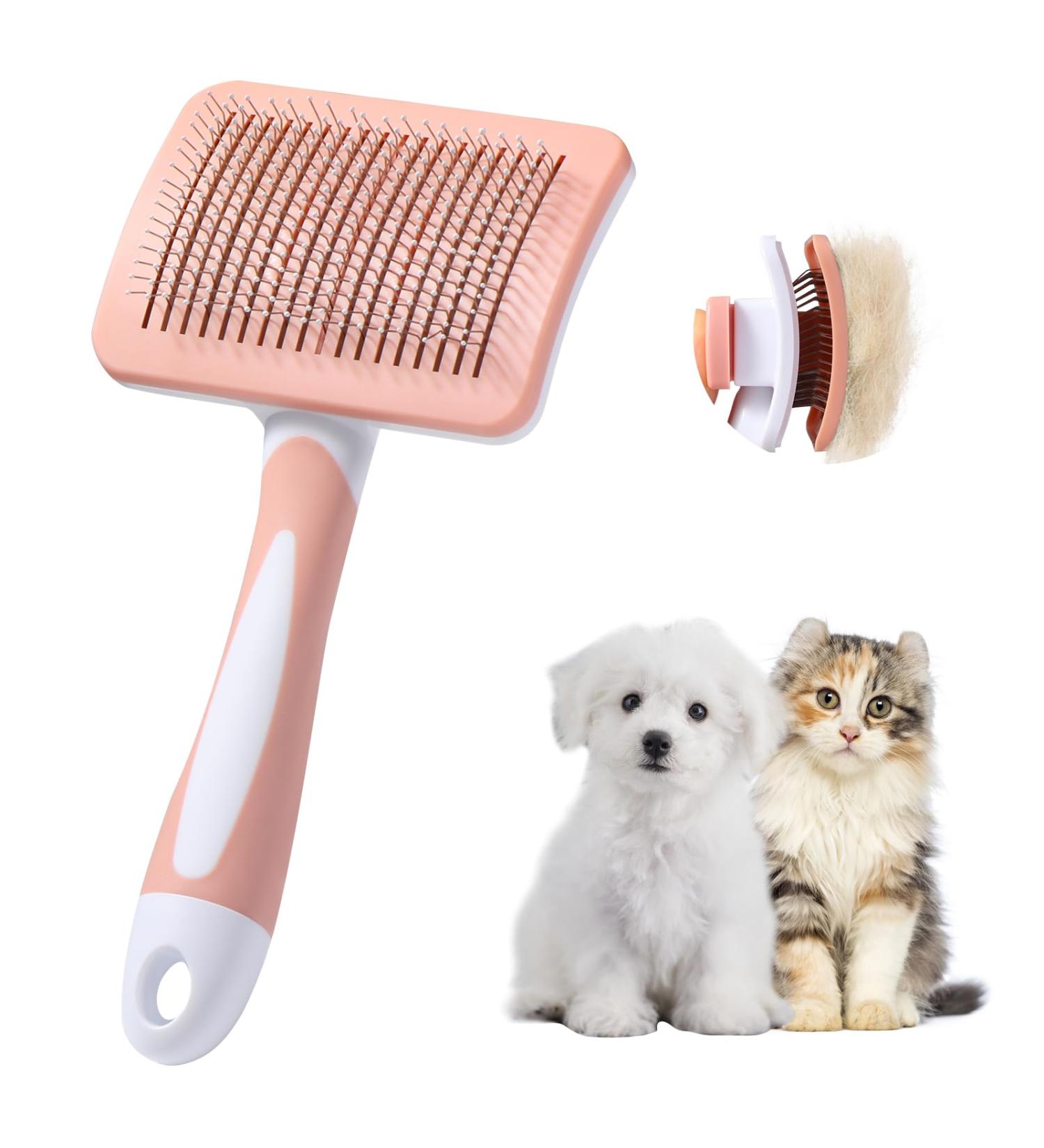 Vinabo Self-Cleaning Pet Brush | Dog & Cat Undercoat Removal | Perfect for Long & Short-Haired Pets - Cinnamon - Buy Online on GoSupps.com