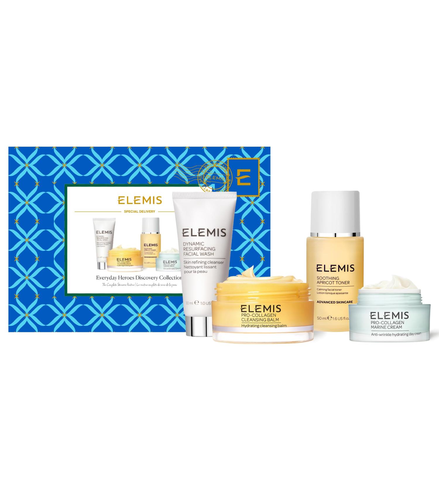 Elemis Everyday Heroes Christmas Collection - Luxury Skincare Gift Set with Pro-Collagen Cleansing Balm, Marine Cream, Face Wash & Toner - Buy Online on GoSupps.com