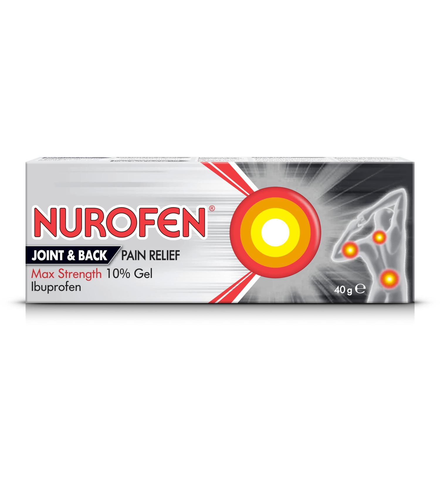 Nurofen Joint & Back Pain Relief Max Strength 10% Gel - 40g - Buy Online on GoSupps.com