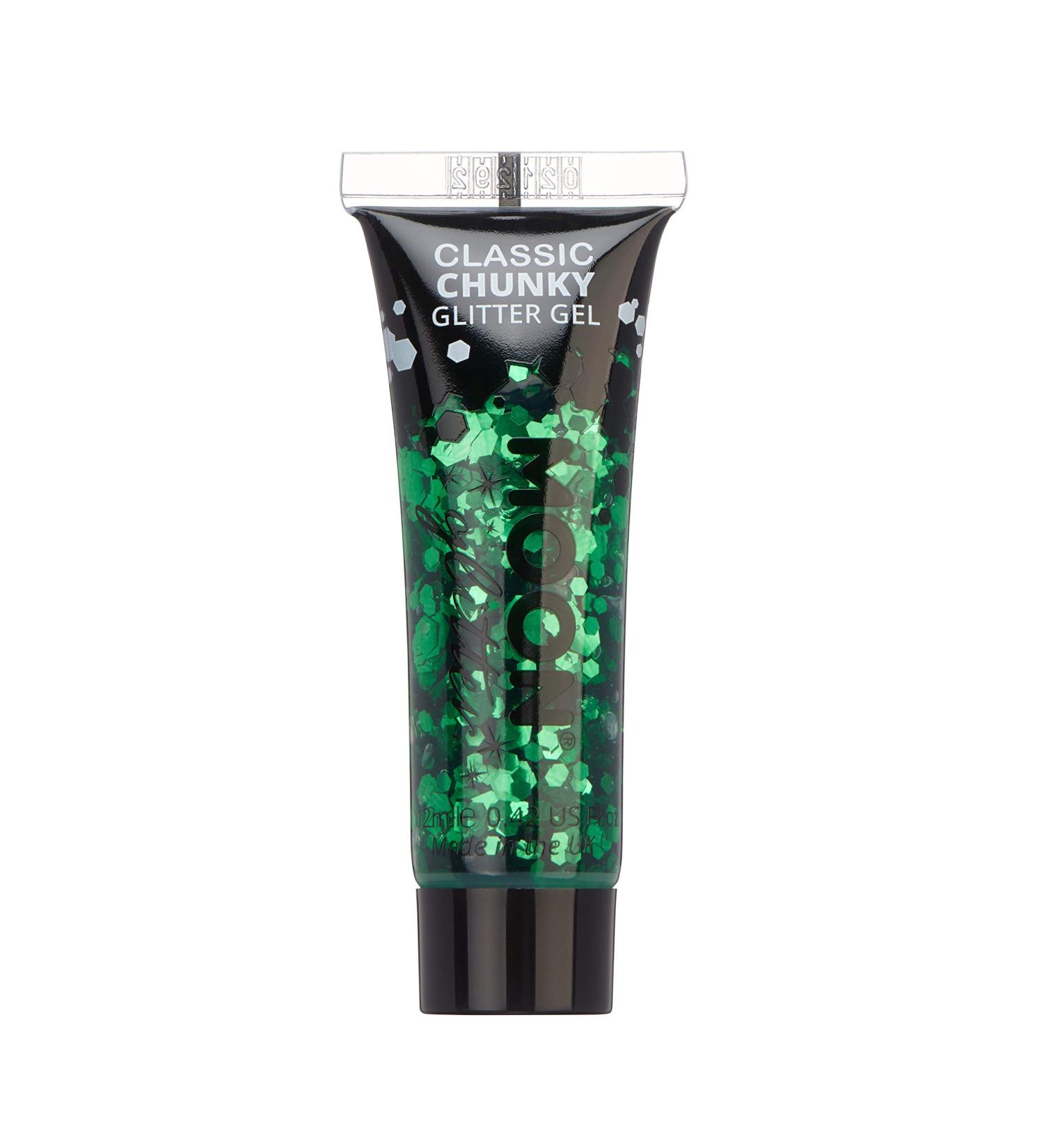 Chunky Green Glitter Gel by Moon Glitter - Cosmetic Festival Face & Body Paint - 12ml - Buy Online on GoSupps.com