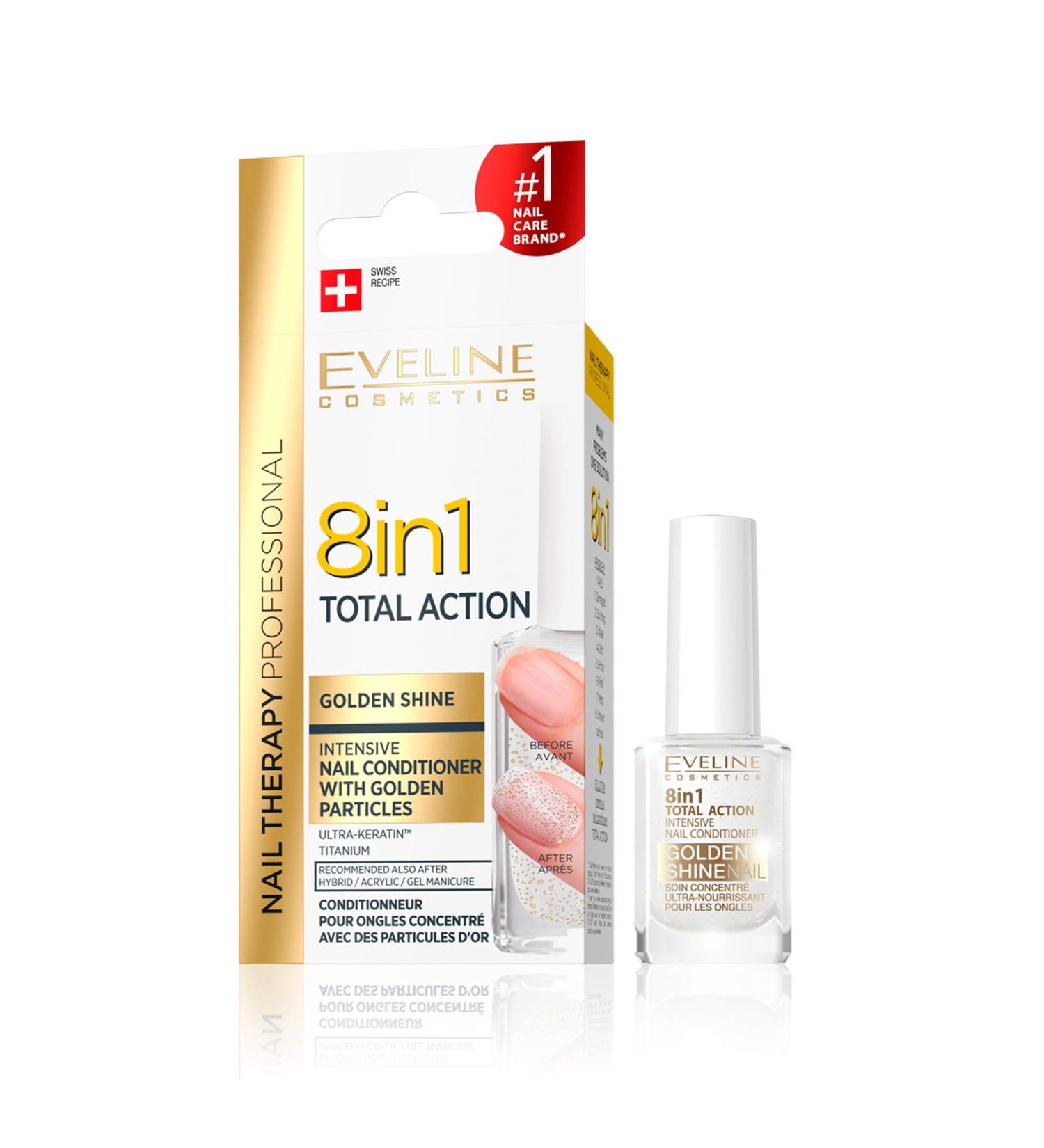 Eveline Cosmetics 8in1 Total Action Nail Serum with Golden Particles - 12ml - Buy Online on GoSupps.com