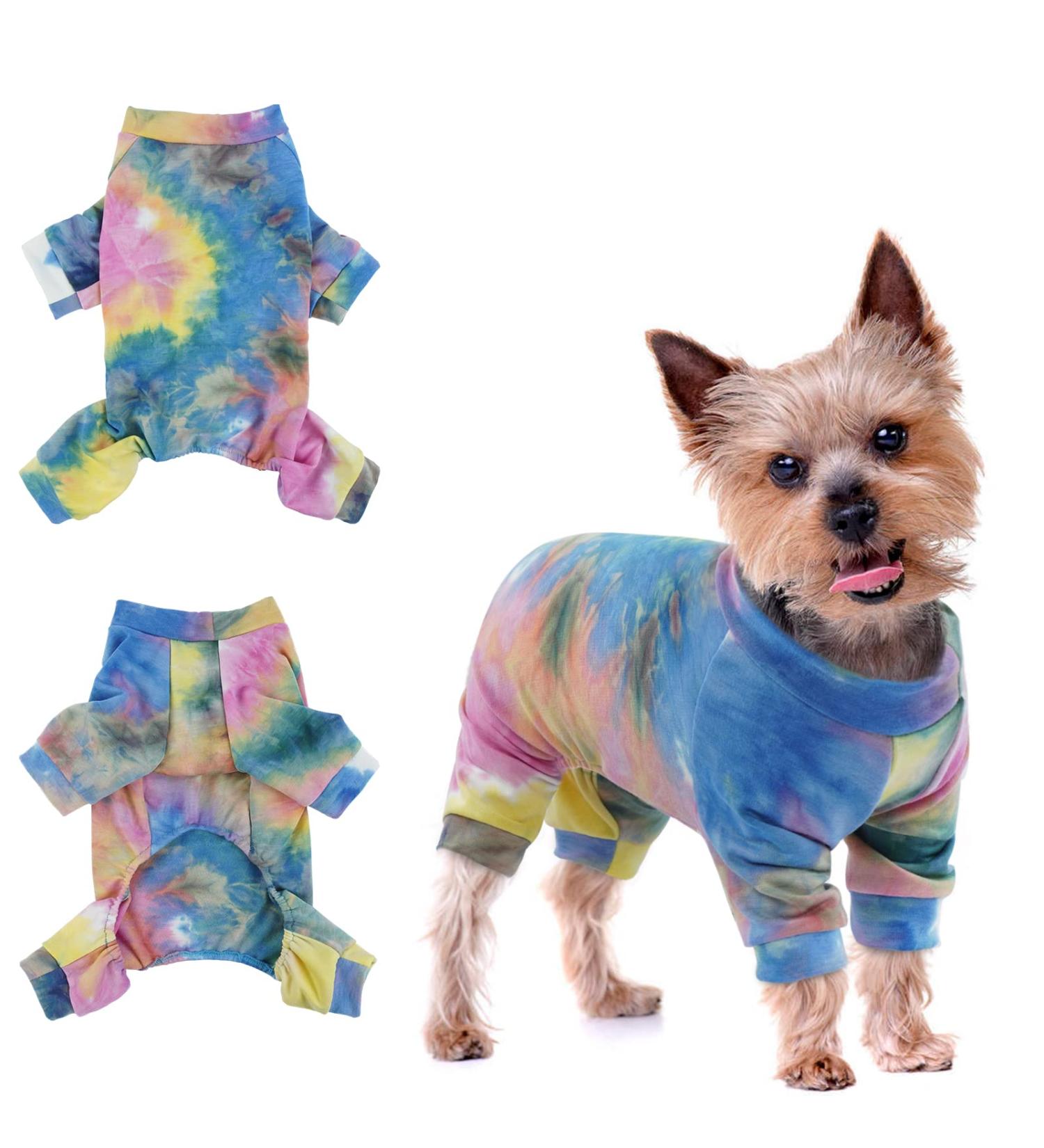 Stylish Rainbow Cotton Dog Sweater with Legs | Windproof Puppy Pajamas - XS for Small & Medium Dogs - Buy Online on GoSupps.com