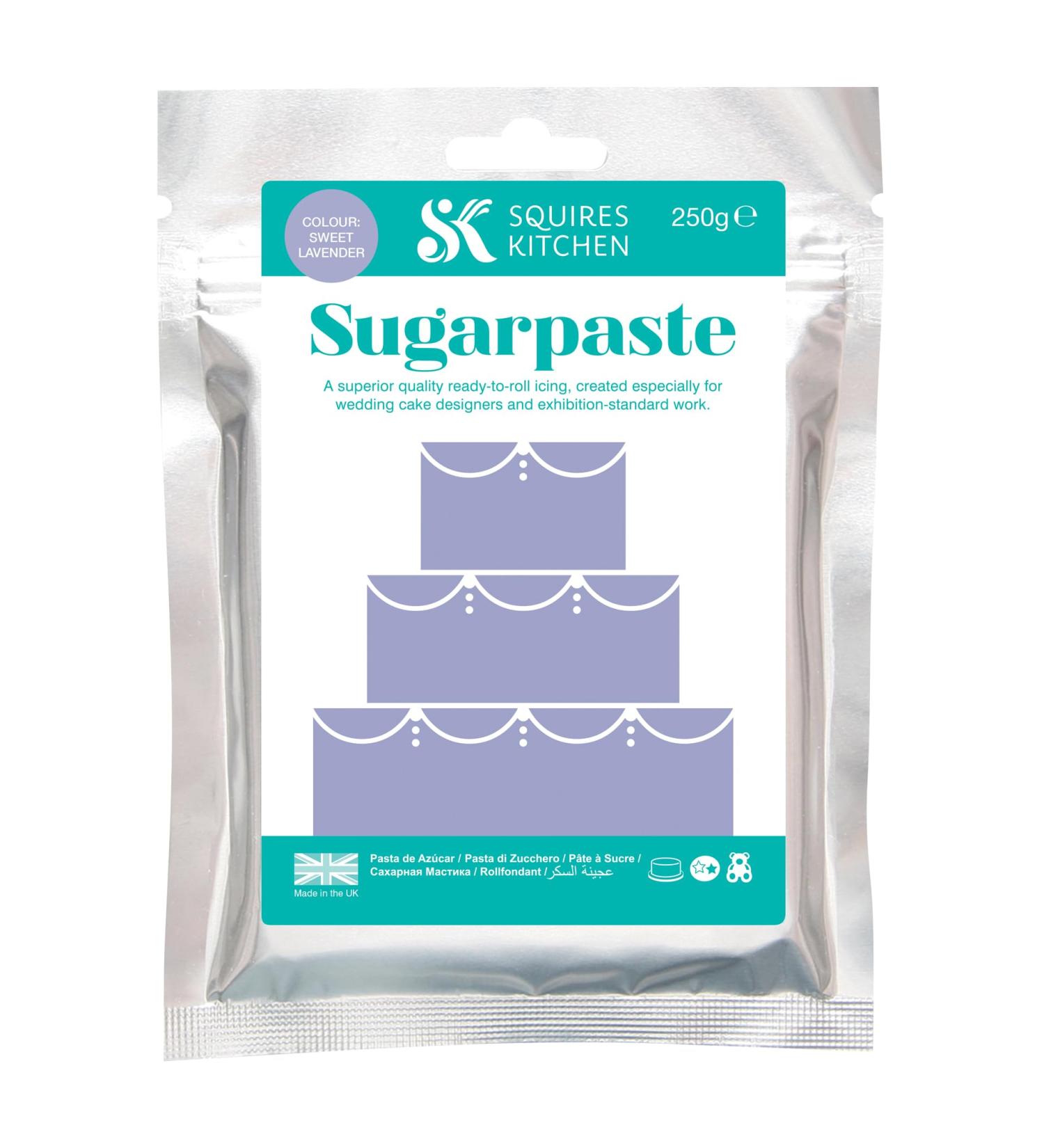 Squires Kitchen Sweet Lavender Ready To Roll Sugarpaste Icing for Decorating Cakes Cupcakes and Cookies Premium Quality Rolled Fondant - 250g