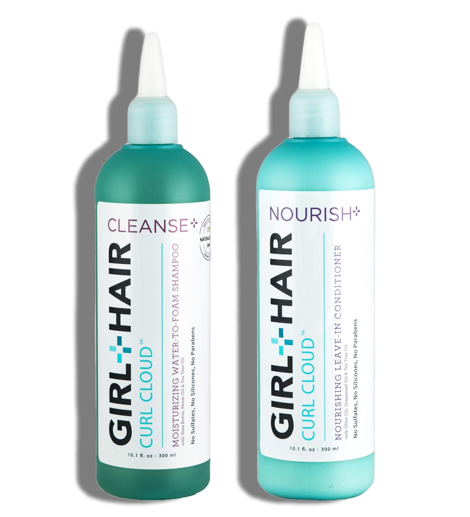 GIRL+HAIR Moisturizing Shampoo and Conditioner Set - 2x 10.1 fl.oz - Hydrate Dry Hair, Reduce Frizz, Vegan Formula - Color Safe, No Silicones or Parabens - Buy Online on GoSupps.com